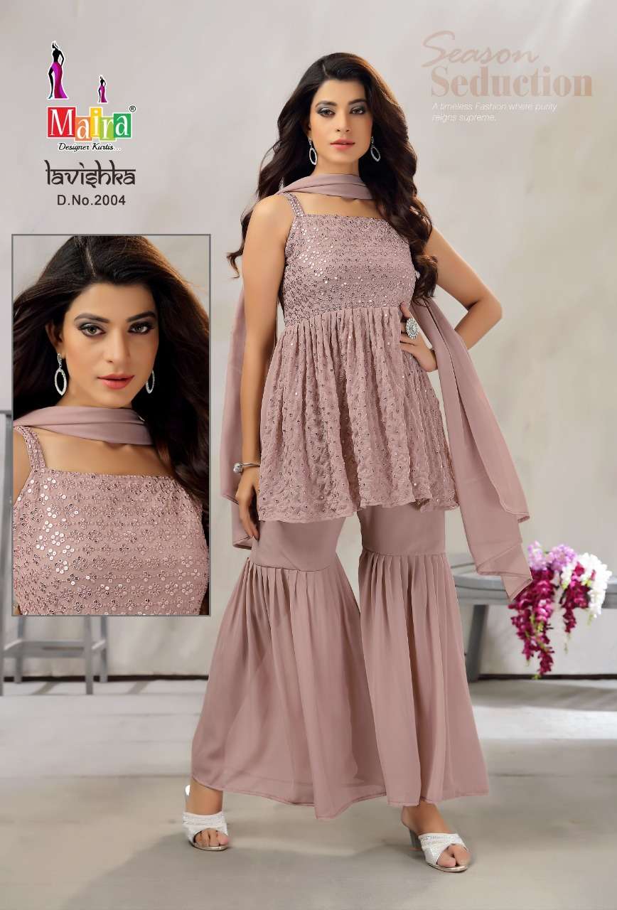 LAVISHKA VOL-2 BY MAIRA 2001 TO 2008 SERIES BEAUTIFUL SHARARA SUITS COLORFUL STYLISH FANCY CASUAL WEAR & ETHNIC WEAR HEAVY BLOOMING GEORGETTE DRESSES AT WHOLESALE PRICE