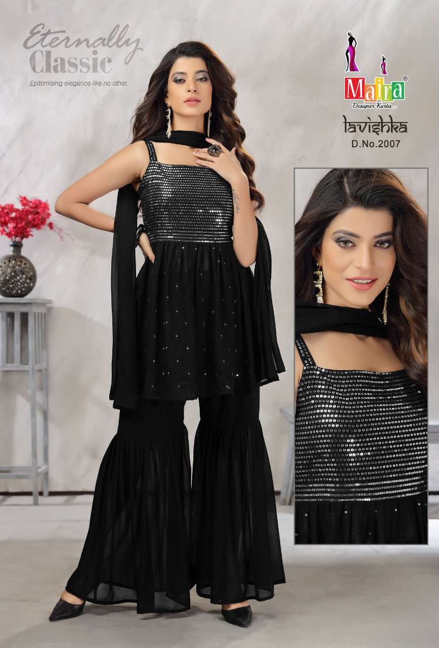 LAVISHKA VOL-2 BY MAIRA 2001 TO 2008 SERIES BEAUTIFUL SHARARA SUITS COLORFUL STYLISH FANCY CASUAL WEAR & ETHNIC WEAR HEAVY BLOOMING GEORGETTE DRESSES AT WHOLESALE PRICE