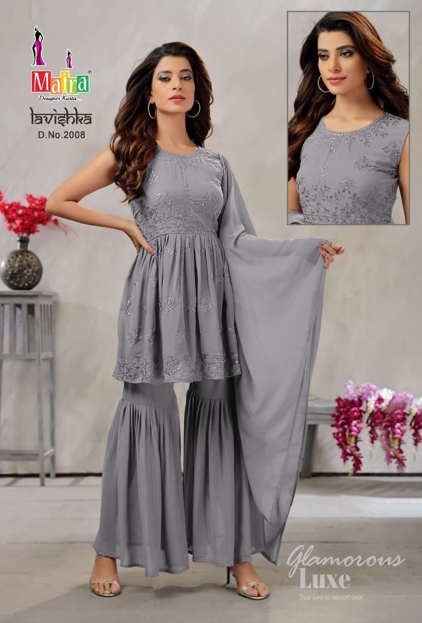 LAVISHKA VOL-2 BY MAIRA 2001 TO 2008 SERIES BEAUTIFUL SHARARA SUITS COLORFUL STYLISH FANCY CASUAL WEAR & ETHNIC WEAR HEAVY BLOOMING GEORGETTE DRESSES AT WHOLESALE PRICE