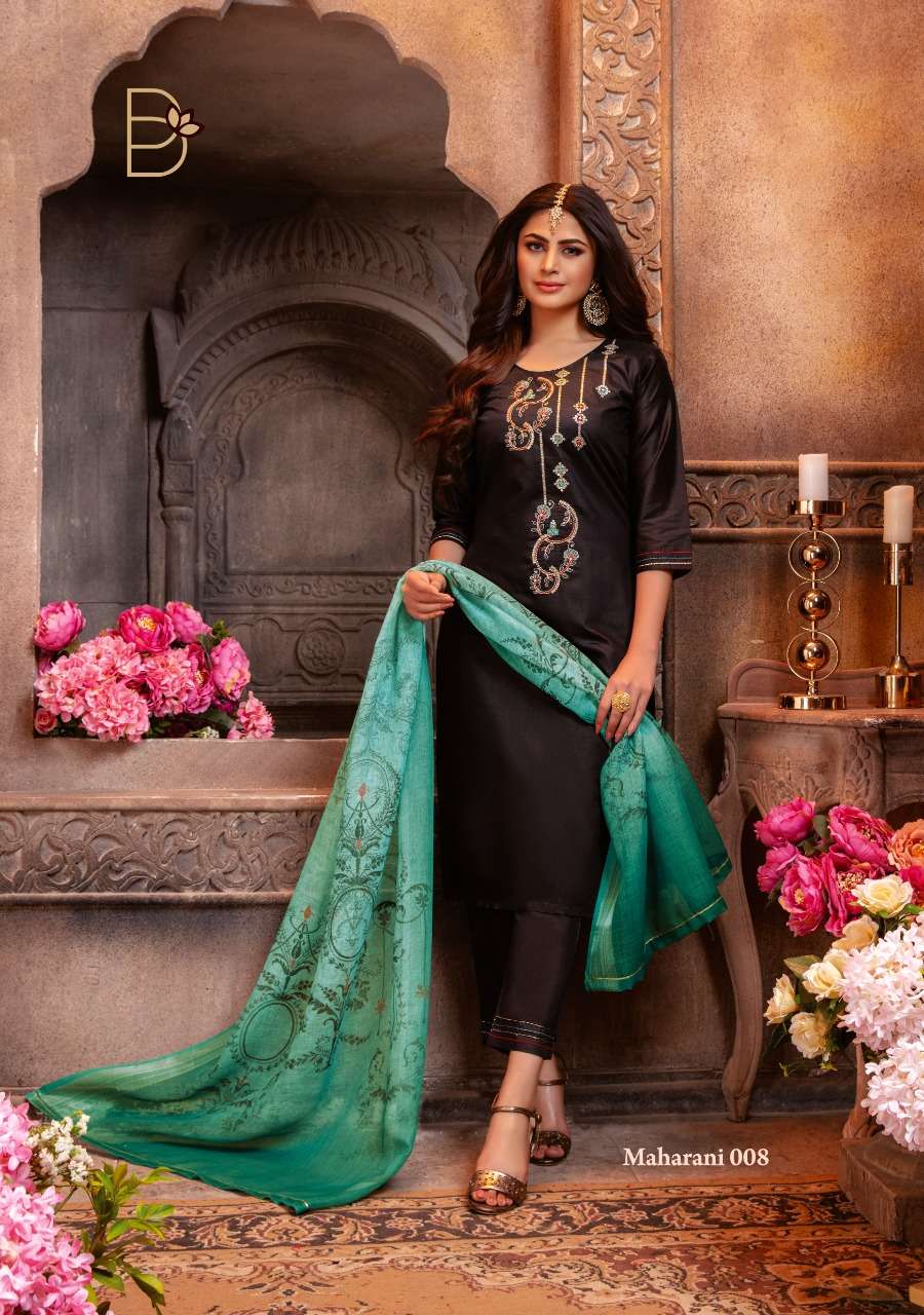 MAHARANI BY BENBAA 001 TO 008 SERIES BEAUTIFUL SUITS COLORFUL STYLISH FANCY CASUAL WEAR & ETHNIC WEAR CHANDERI SILK WITH THREAD WORK DRESSES AT WHOLESALE PRICE