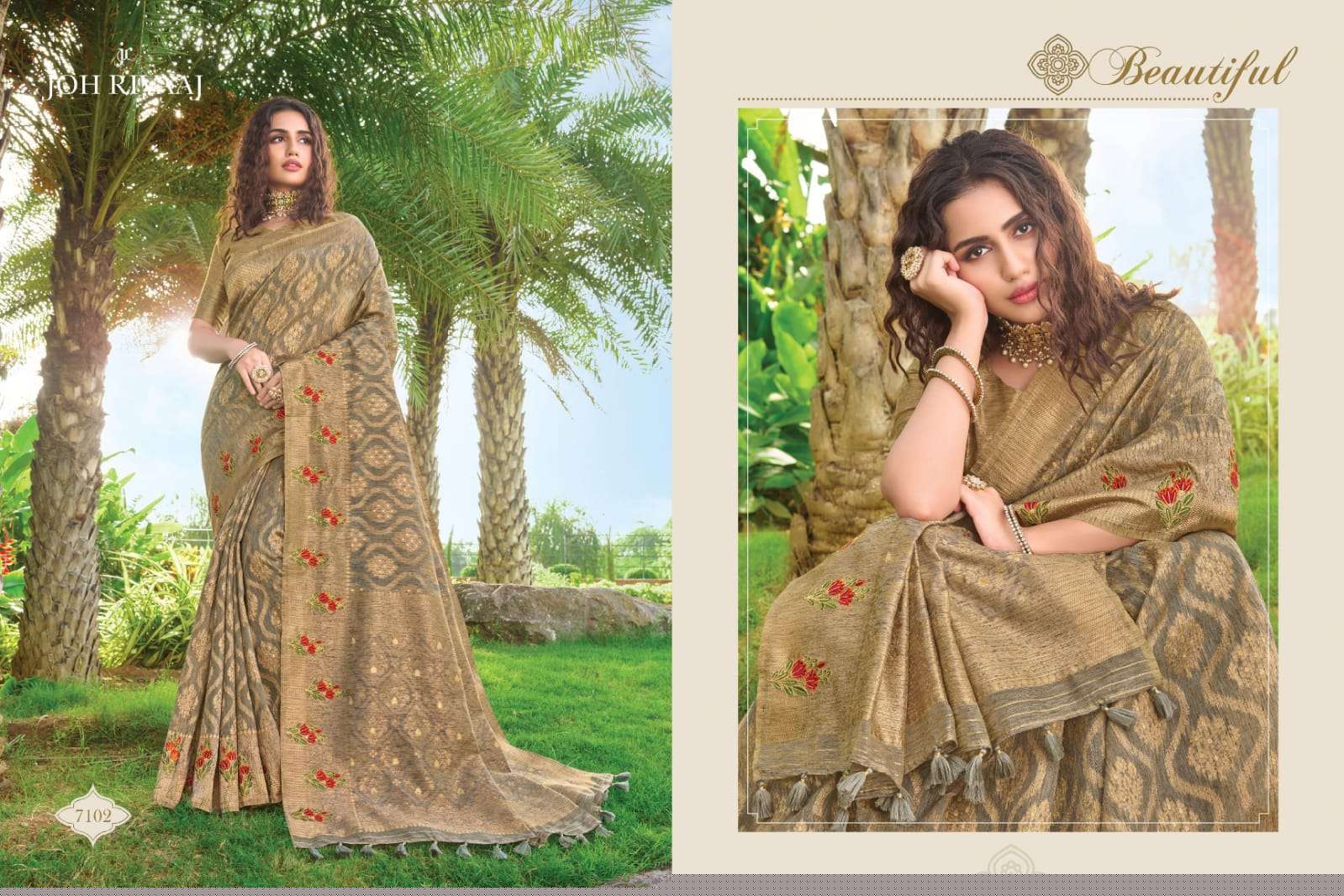 JANSI VOL-71 BY JOH RIVAAJ 7101 TO 7109 SERIES INDIAN TRADITIONAL WEAR COLLECTION BEAUTIFUL STYLISH FANCY COLORFUL PARTY WEAR & OCCASIONAL WEAR SILK WITH WORK SAREES AT WHOLESALE PRICE