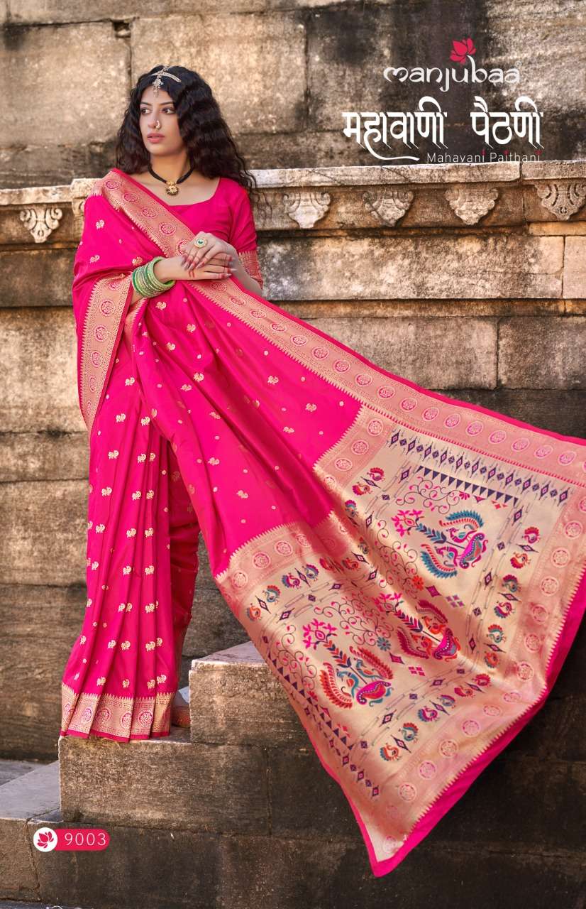 MAHAVANI SILK BY MANJUBAA CLOTHING 9001 TO 9008 SERIES INDIAN TRADITIONAL WEAR COLLECTION BEAUTIFUL STYLISH FANCY COLORFUL PARTY WEAR & OCCASIONAL WEAR SILK SAREES AT WHOLESALE PRICE