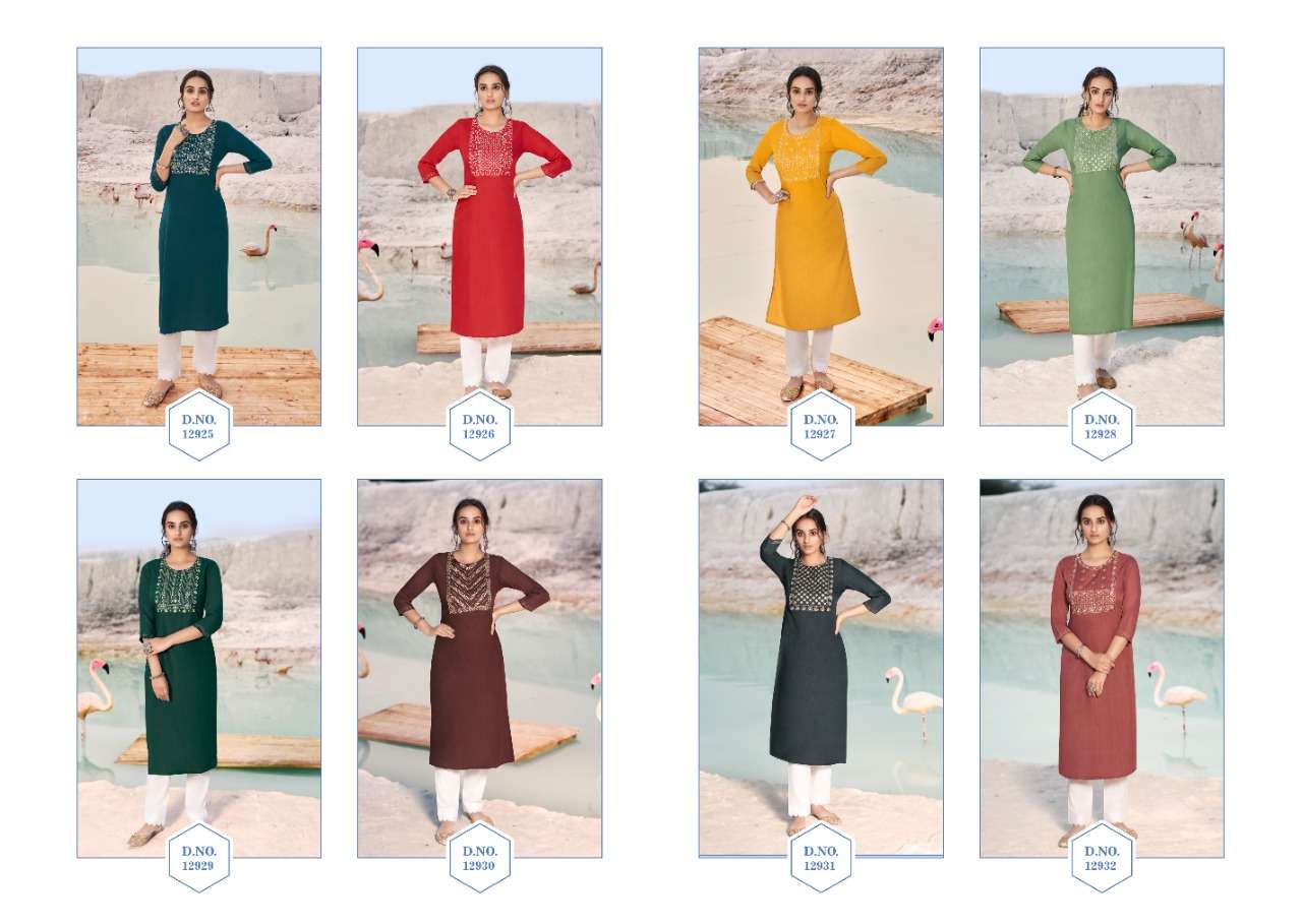 Shahi By Kalaroop 12925 To 12932 Series Designer Stylish Fancy Colorful Beautiful Party Wear & Ethnic Wear Collection Rayon Embroidery Kurtis At Wholesale Price