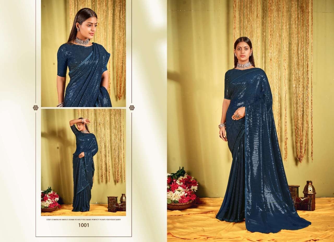 CHITCHOR BY SAROJ 1001 TO 1006 SERIES INDIAN TRADITIONAL WEAR COLLECTION BEAUTIFUL STYLISH FANCY COLORFUL PARTY WEAR & OCCASIONAL WEAR HEAVY GEORGETTE SAREES AT WHOLESALE PRICE