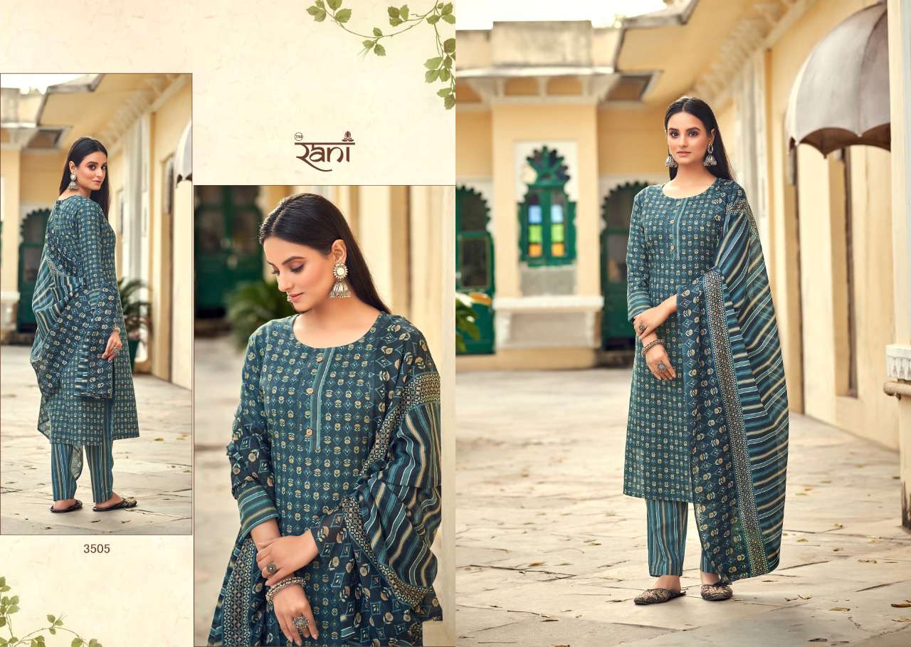KASHVI VOL-2 BY RANI FASHION 3501 TO 3512 SERIES BEAUTIFUL STYLISH SUITS FANCY COLORFUL CASUAL WEAR & ETHNIC WEAR & READY TO WEAR PURE COTTON PRINTED DRESSES AT WHOLESALE PRICE