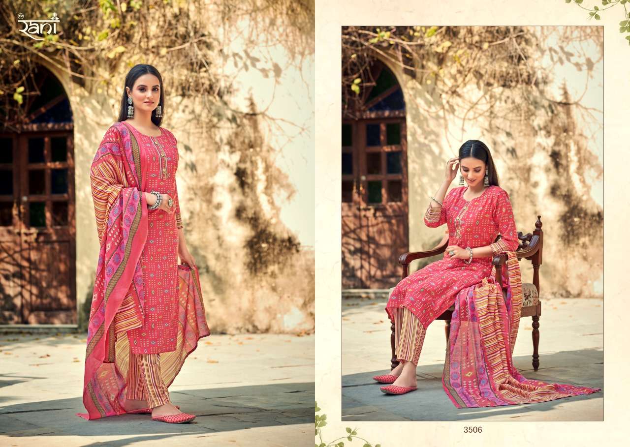 KASHVI VOL-2 BY RANI FASHION 3501 TO 3512 SERIES BEAUTIFUL STYLISH SUITS FANCY COLORFUL CASUAL WEAR & ETHNIC WEAR & READY TO WEAR PURE COTTON PRINTED DRESSES AT WHOLESALE PRICE