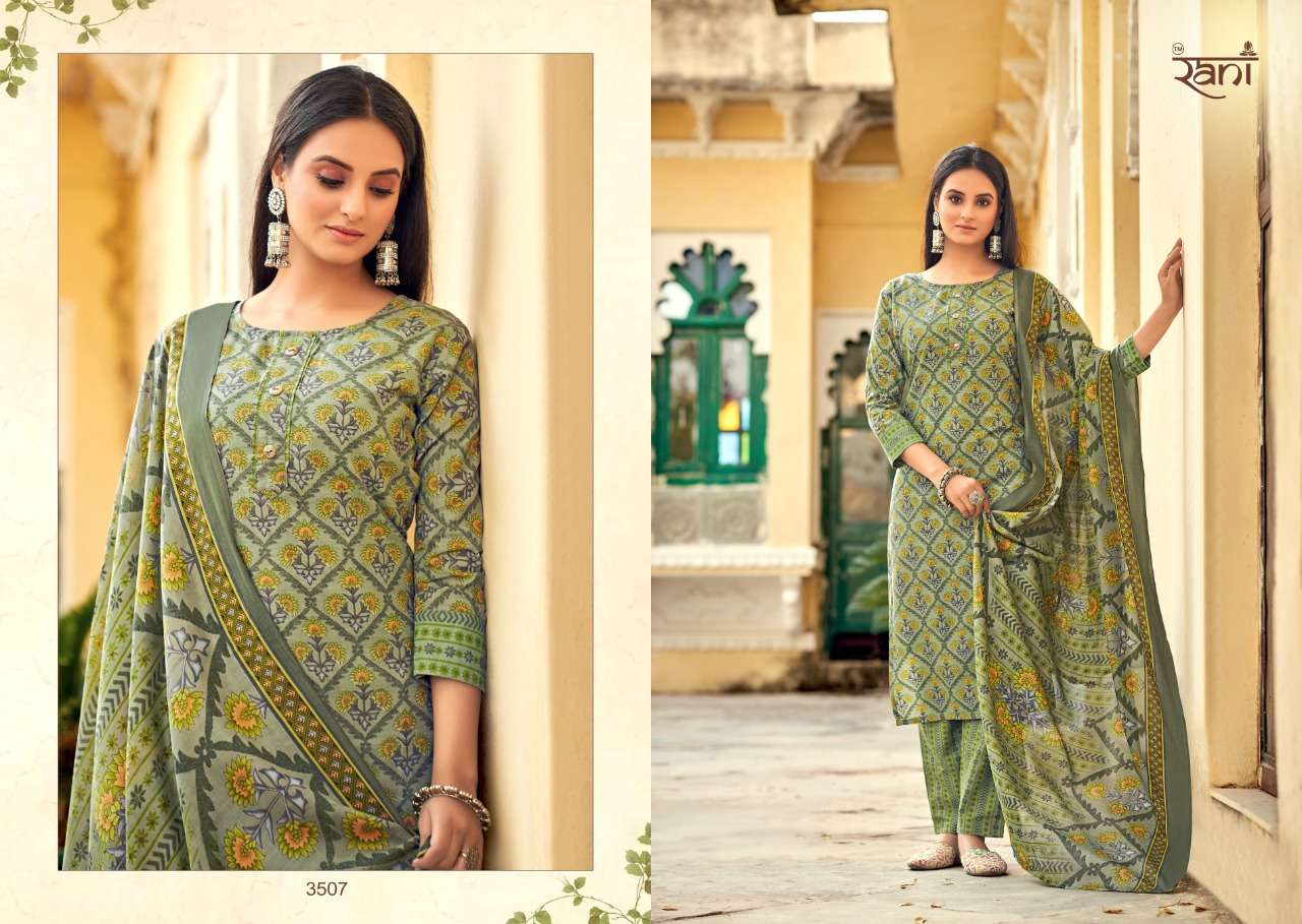 KASHVI VOL-2 BY RANI FASHION 3501 TO 3512 SERIES BEAUTIFUL STYLISH SUITS FANCY COLORFUL CASUAL WEAR & ETHNIC WEAR & READY TO WEAR PURE COTTON PRINTED DRESSES AT WHOLESALE PRICE