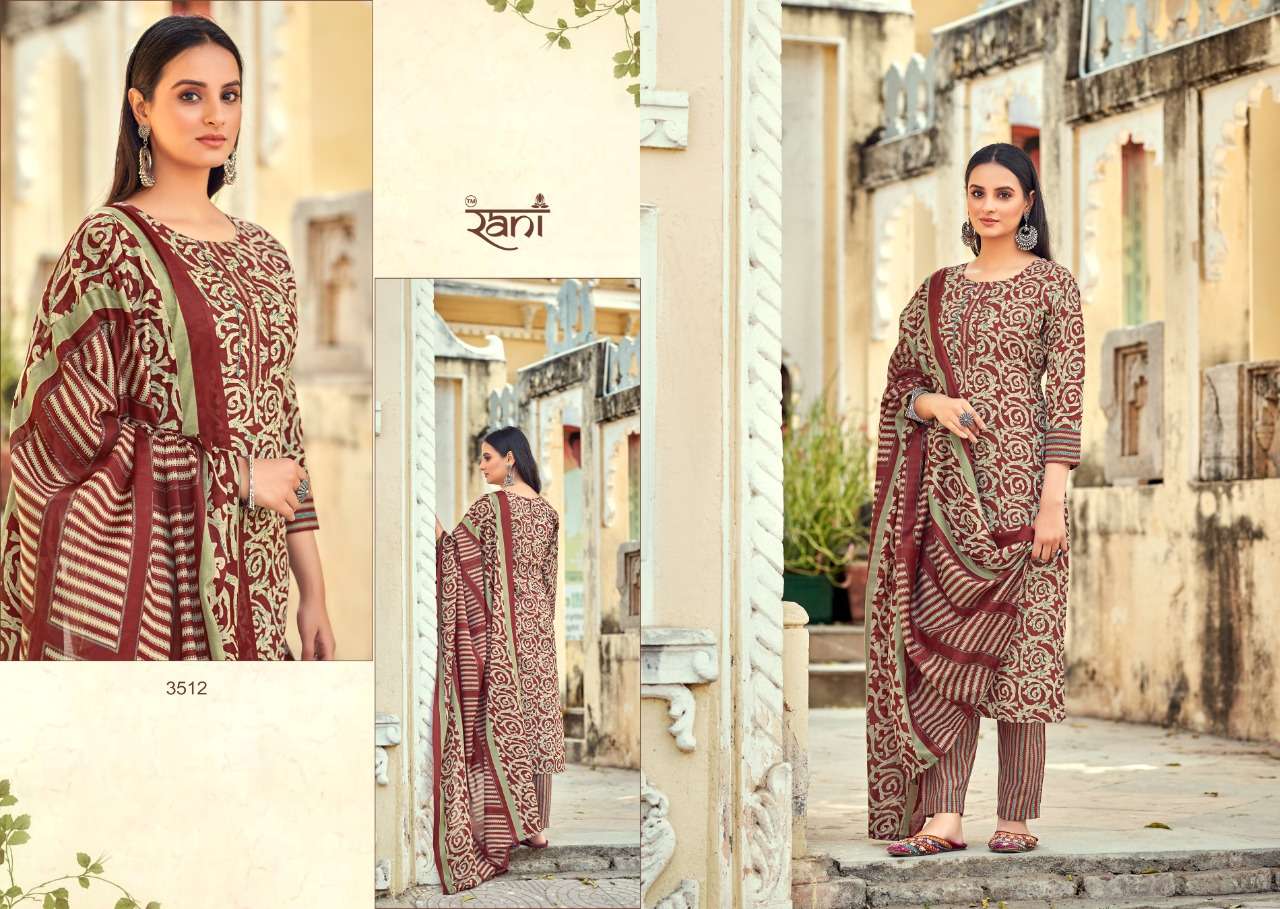 KASHVI VOL-2 BY RANI FASHION 3501 TO 3512 SERIES BEAUTIFUL STYLISH SUITS FANCY COLORFUL CASUAL WEAR & ETHNIC WEAR & READY TO WEAR PURE COTTON PRINTED DRESSES AT WHOLESALE PRICE