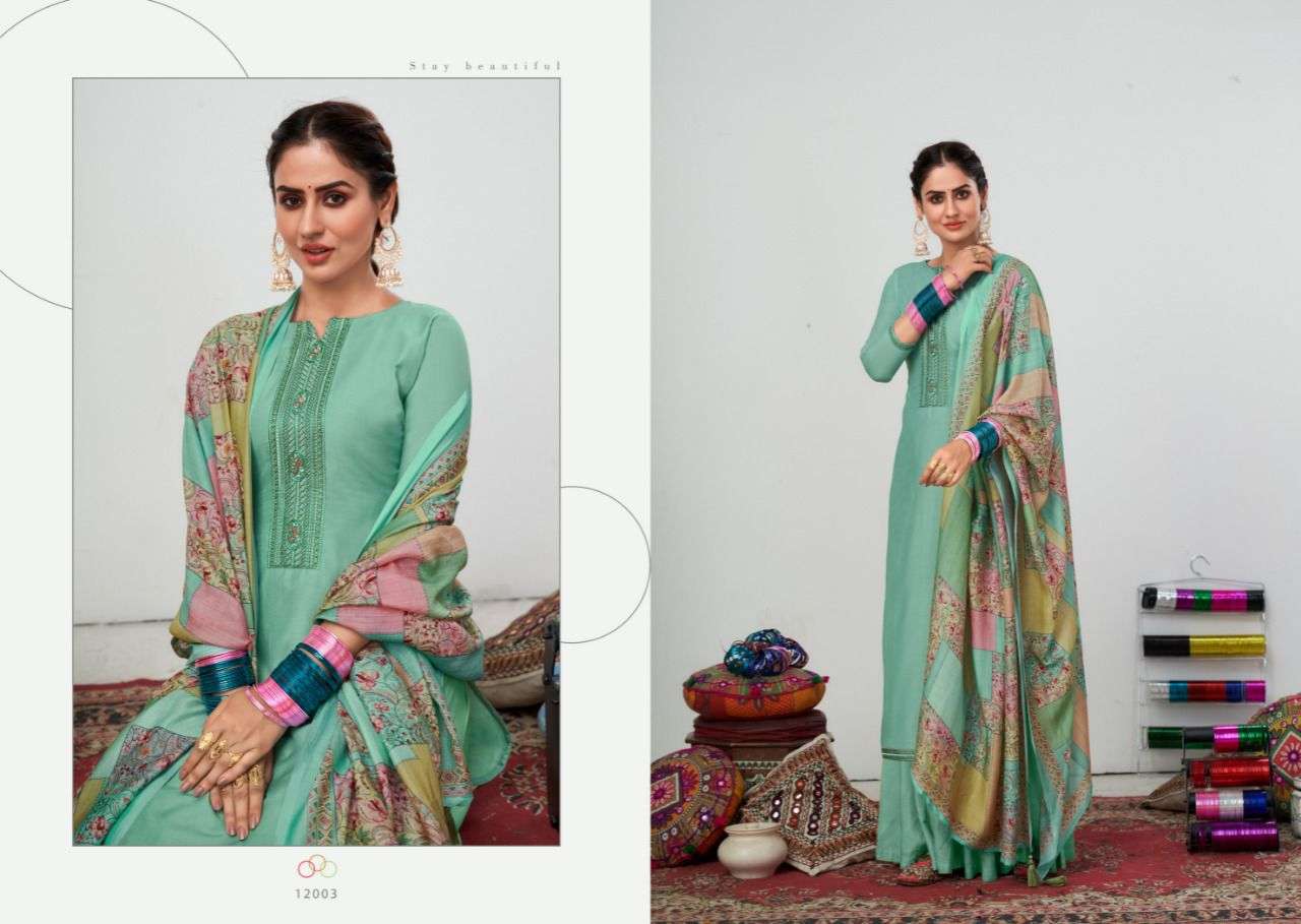 SAFIRA BY NISHANT FASHION 12001 TO 12006 SERIES BEAUTIFUL SUITS COLORFUL STYLISH FANCY CASUAL WEAR & ETHNIC WEAR PURE MUSLIN EMBROIDERED DRESSES AT WHOLESALE PRICE