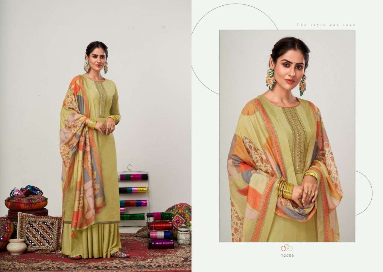 SAFIRA BY NISHANT FASHION 12001 TO 12006 SERIES BEAUTIFUL SUITS COLORFUL STYLISH FANCY CASUAL WEAR & ETHNIC WEAR PURE MUSLIN EMBROIDERED DRESSES AT WHOLESALE PRICE