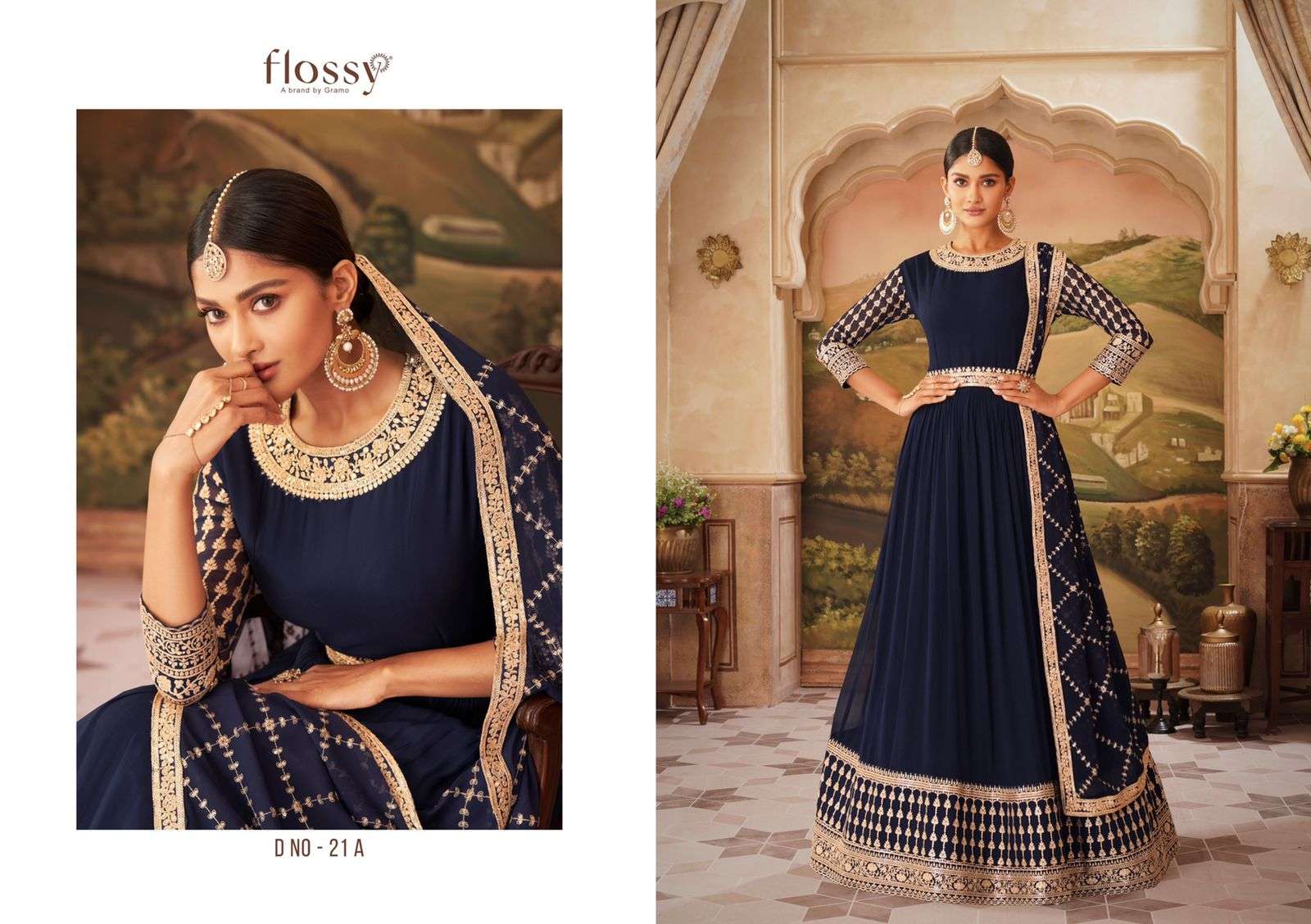 ROOH COLOUR BY FLOSSY 21-A TO 21-D SERIES BEAUTIFUL ANARKALI SUITS COLORFUL STYLISH FANCY CASUAL WEAR & ETHNIC WEAR HEAVY REAL GEORGETTE DRESSES AT WHOLESALE PRICE
