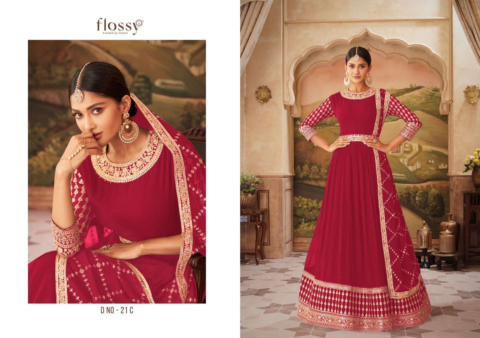 ROOH COLOUR BY FLOSSY 21-A TO 21-D SERIES BEAUTIFUL ANARKALI SUITS COLORFUL STYLISH FANCY CASUAL WEAR & ETHNIC WEAR HEAVY REAL GEORGETTE DRESSES AT WHOLESALE PRICE