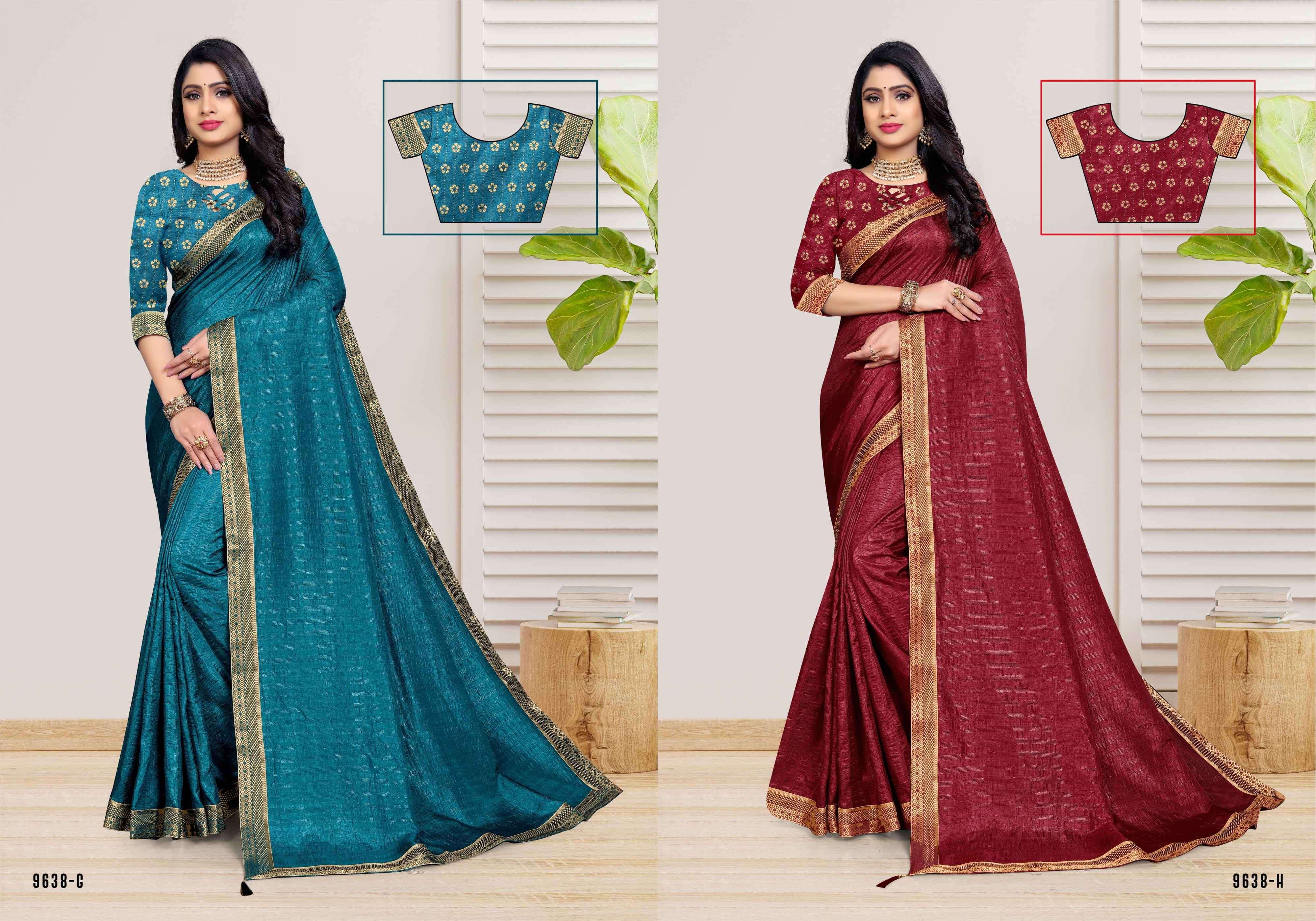AAMRAS VOL-2 BY INDIAN WOMEN 9638-A TO 9638-H SERIES INDIAN TRADITIONAL WEAR COLLECTION BEAUTIFUL STYLISH FANCY COLORFUL PARTY WEAR & OCCASIONAL WEAR VICHITRA SAREES AT WHOLESALE PRICE