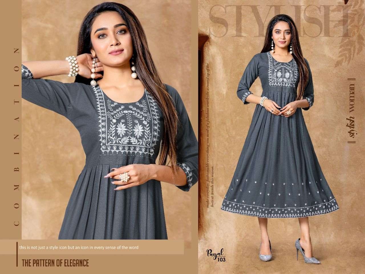 PAYAL BY BEAUTY QUEEN 101 TO 108 SERIES DESIGNER STYLISH FANCY COLORFUL BEAUTIFUL PARTY WEAR & ETHNIC WEAR COLLECTION RAYON EMBROIDERY KURTIS AT WHOLESALE PRICE