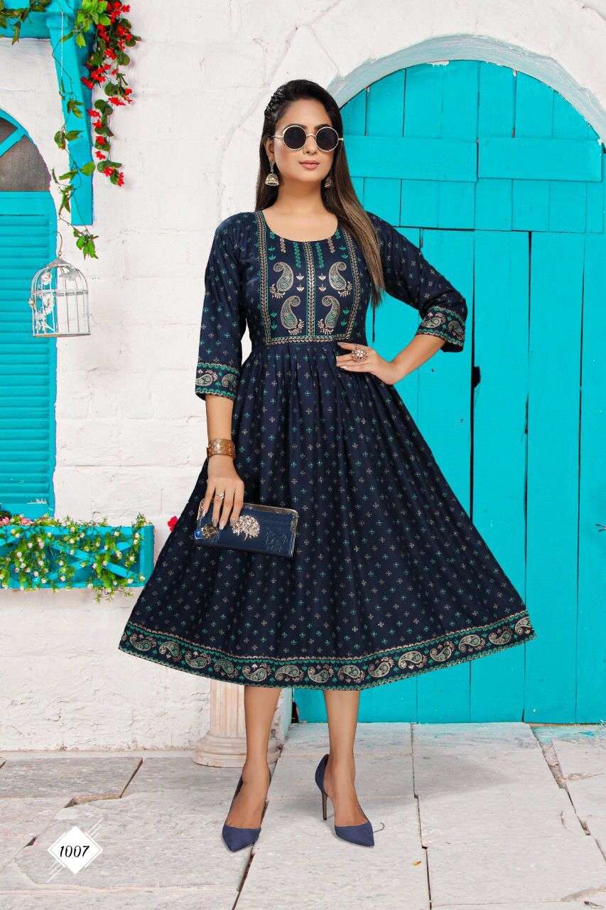 SAHIBA BY BEAUTY QUEEN 1001 TO 1008 SERIES DESIGNER STYLISH FANCY COLORFUL BEAUTIFUL PARTY WEAR & ETHNIC WEAR COLLECTION RAYON PRINT KURTIS AT WHOLESALE PRICE