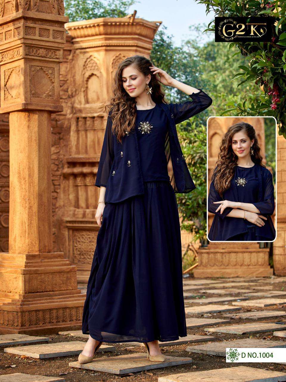 SCARLETT BY G2K 1001 TO 1005 SERIES DESIGNER STYLISH FANCY COLORFUL BEAUTIFUL PARTY WEAR & ETHNIC WEAR COLLECTION GEORGETTE TOPS WITH BOTTOM AT WHOLESALE PRICE