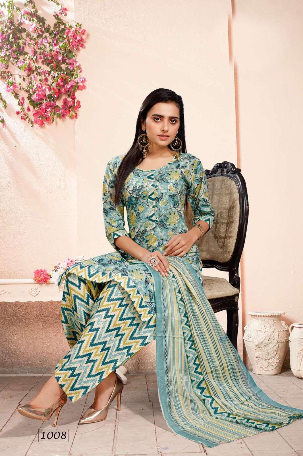 PATOLA BY BEAUTY QUEEN 1001 TO 1008 SERIES BEAUTIFUL PATIYALA SUITS COLORFUL STYLISH FANCY CASUAL WEAR & ETHNIC WEAR CAMBRIC PRINT DRESSES AT WHOLESALE PRICE