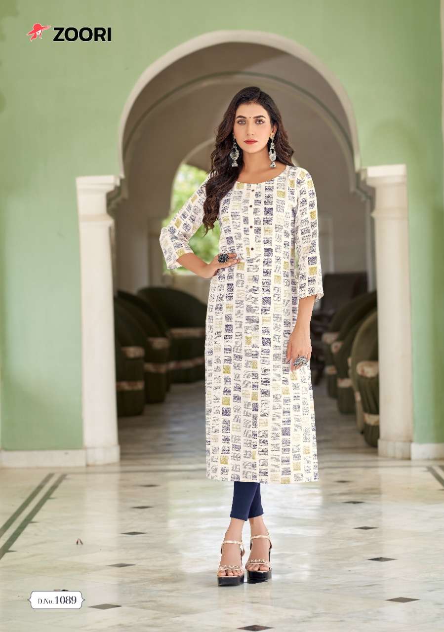 AKSHARA VOL-15 BY ZOORI 1087 TO 1092 SERIES DESIGNER STYLISH FANCY COLORFUL BEAUTIFUL PARTY WEAR & ETHNIC WEAR COLLECTION RAYON PRINT KURTIS AT WHOLESALE PRICE