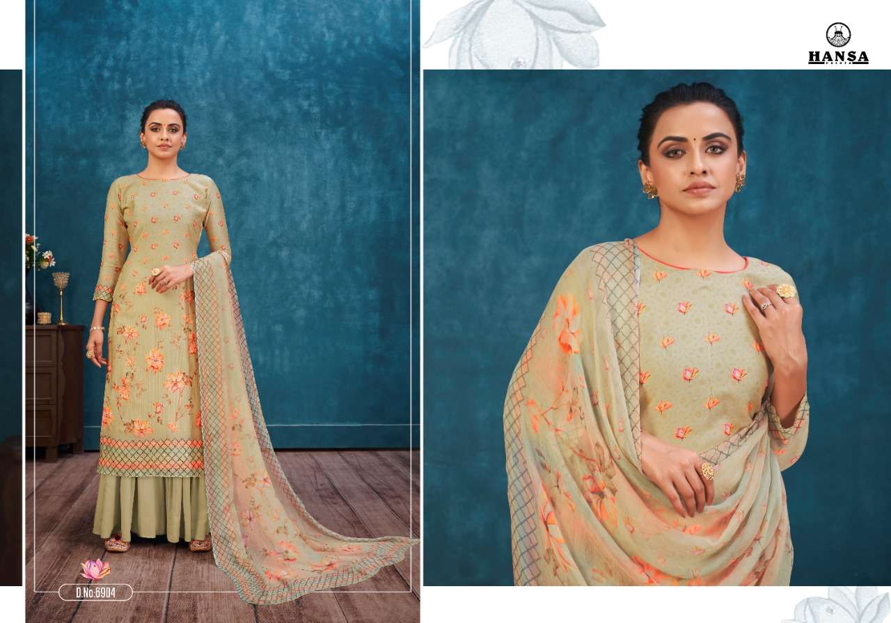 HIDAYA PRIYANKA BY HANSA PRINT 6901 TO 6906 SERIES BEAUTIFUL STYLISH SUITS FANCY COLORFUL CASUAL WEAR & ETHNIC WEAR & READY TO WEAR PURE COTTON DIGITAL PRINT WITH WORK DRESSES AT WHOLESALE PRICE