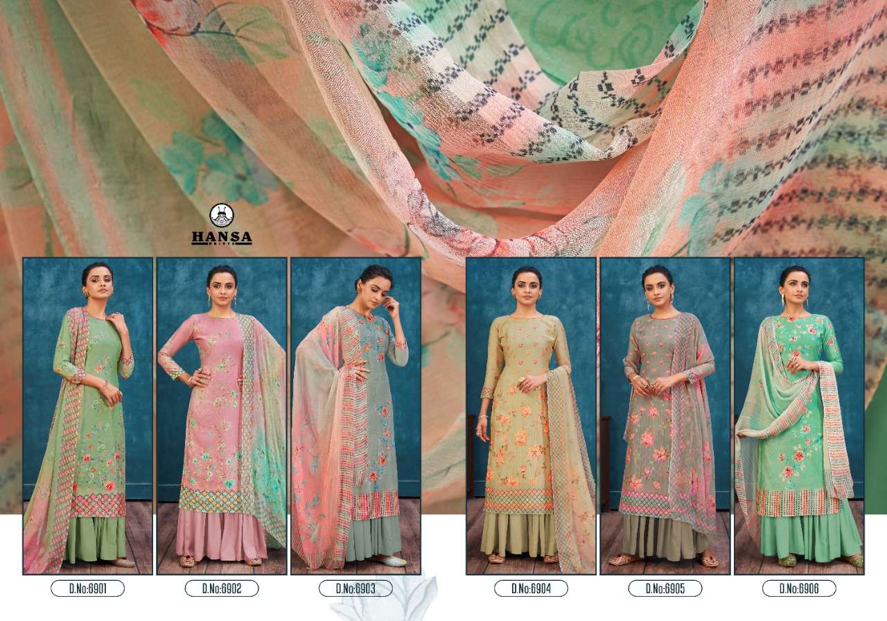 HIDAYA PRIYANKA BY HANSA PRINT 6901 TO 6906 SERIES BEAUTIFUL STYLISH SUITS FANCY COLORFUL CASUAL WEAR & ETHNIC WEAR & READY TO WEAR PURE COTTON DIGITAL PRINT WITH WORK DRESSES AT WHOLESALE PRICE
