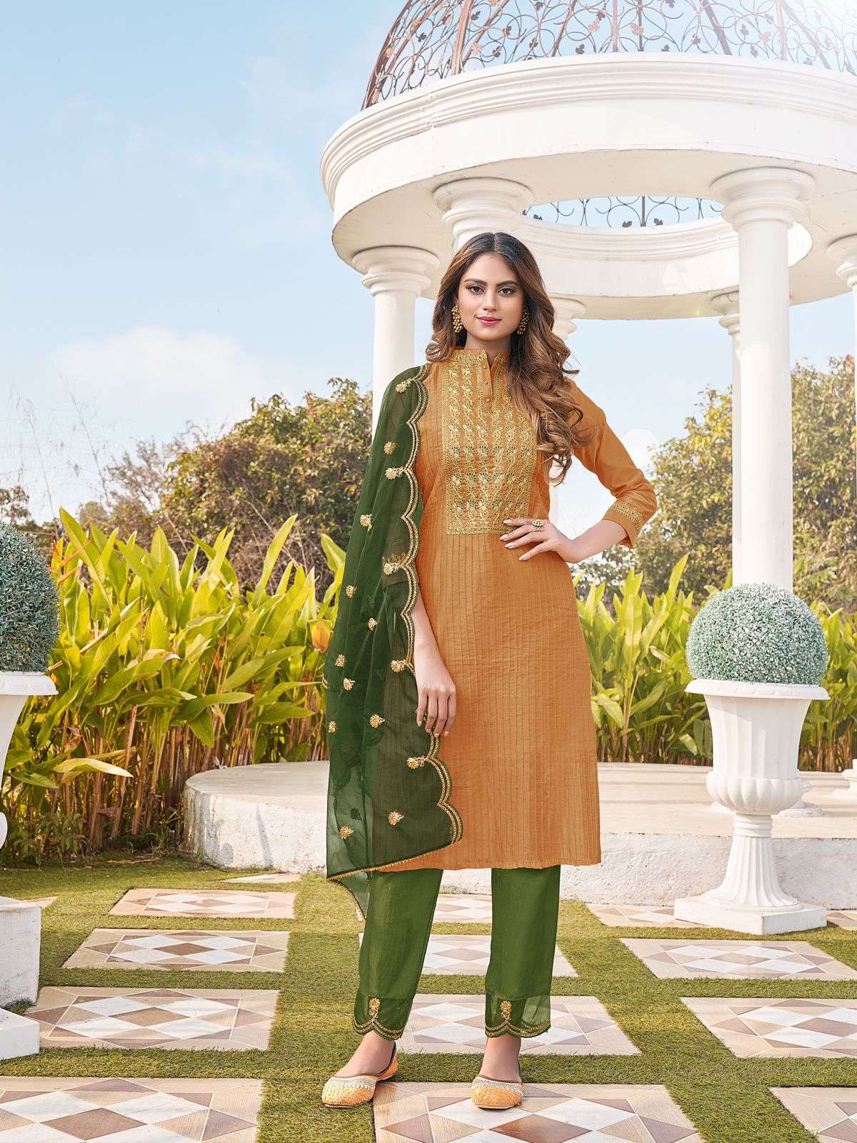 SHUBHARAMBH BY RT 8007 TO 8012 SERIES BEAUTIFUL SUITS COLORFUL STYLISH FANCY CASUAL WEAR & ETHNIC WEAR CHANDERI EMBROIDERED DRESSES AT WHOLESALE PRICE