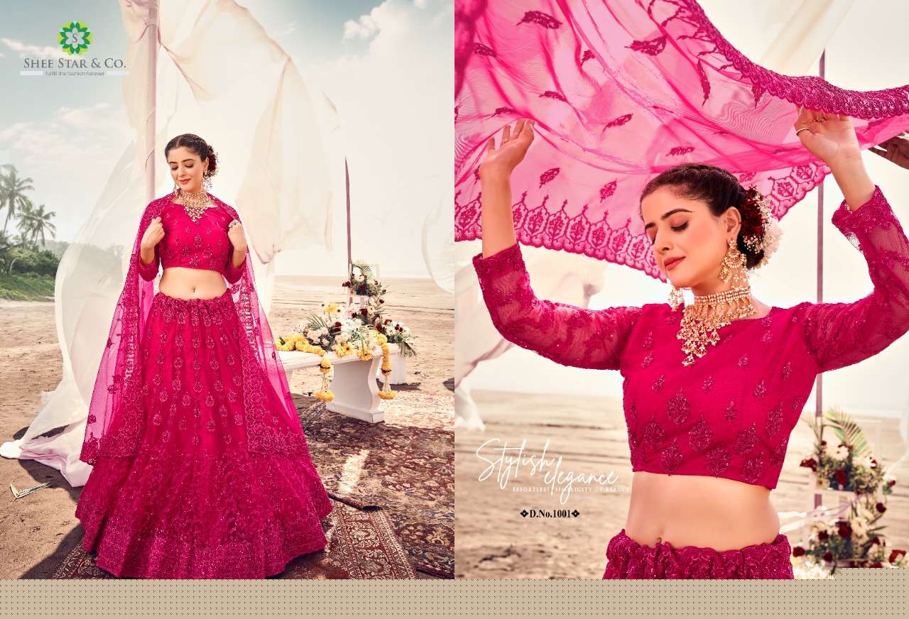 URVA VOL-4 BY SHEE STAR 1001 TO 1004 SERIES DESIGNER BEAUTIFUL COLLECTION OCCASIONAL WEAR & PARTY WEAR SOFT NET LEHENGAS AT WHOLESALE PRICE