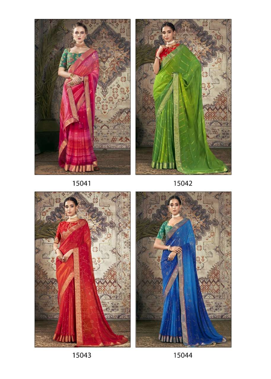 PINAKI BY VALLABHI PRINTS 15041 TO 15048 SERIES INDIAN TRADITIONAL WEAR COLLECTION BEAUTIFUL STYLISH FANCY COLORFUL PARTY WEAR & OCCASIONAL WEAR GEORGETTE PRINT SAREES AT WHOLESALE PRICE