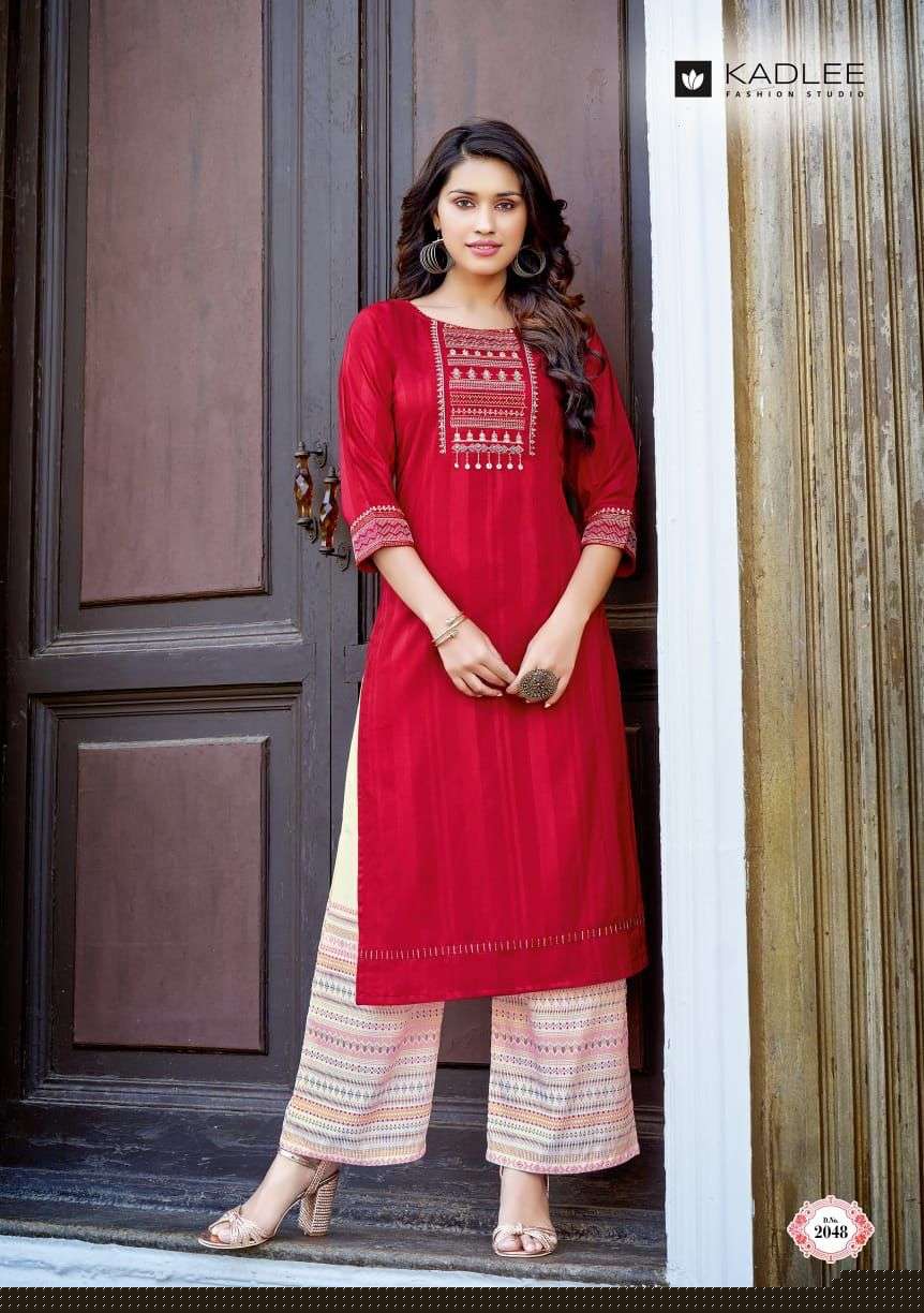 PANKH VOL-7 BY KADLEE 2048 TO 2053 SERIES DESIGNER STYLISH FANCY COLORFUL BEAUTIFUL PARTY WEAR & ETHNIC WEAR COLLECTION HEAVY RAYON KURTIS WITH BOTTOM AT WHOLESALE PRICE