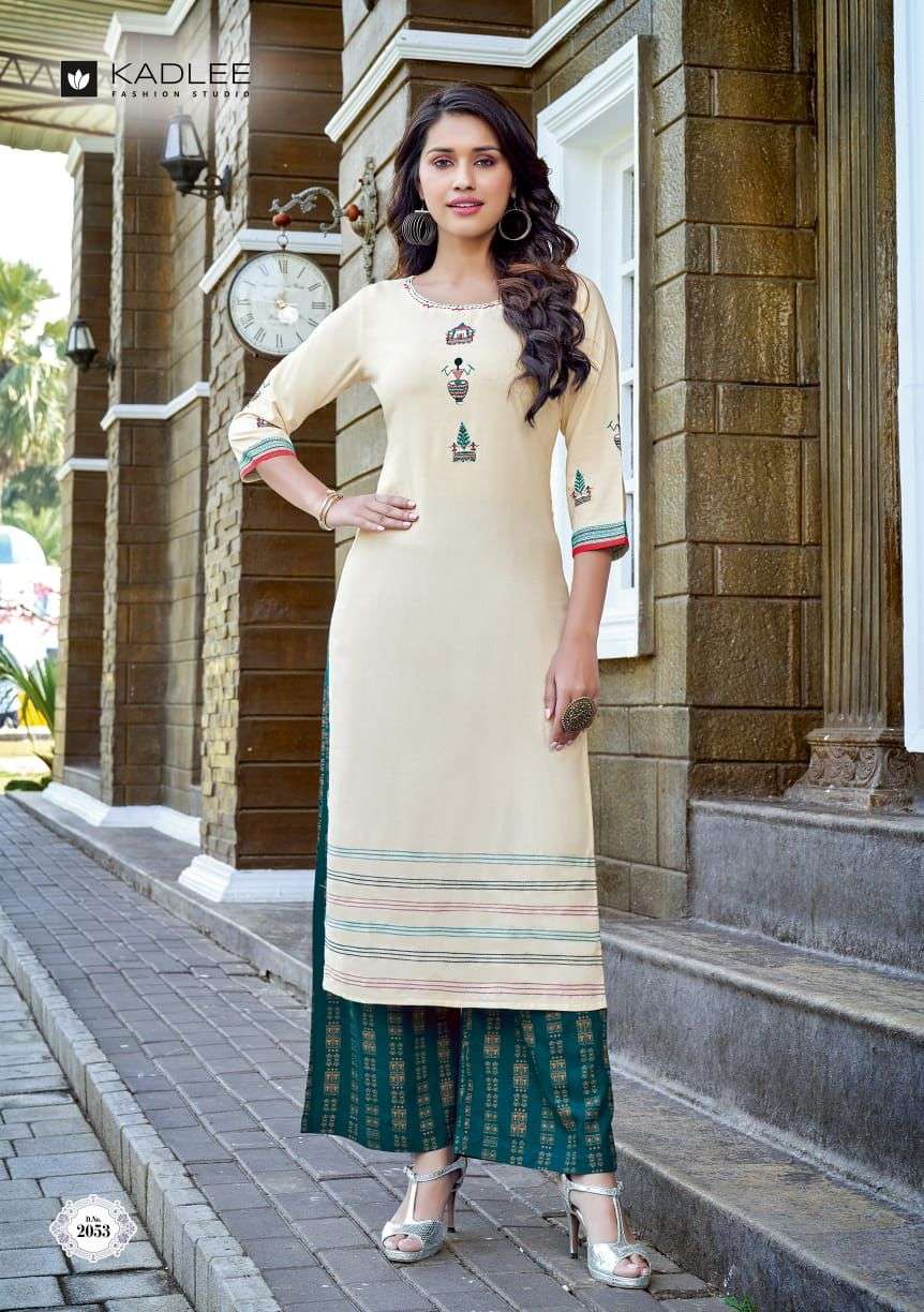 PANKH VOL-7 BY KADLEE 2048 TO 2053 SERIES DESIGNER STYLISH FANCY COLORFUL BEAUTIFUL PARTY WEAR & ETHNIC WEAR COLLECTION HEAVY RAYON KURTIS WITH BOTTOM AT WHOLESALE PRICE
