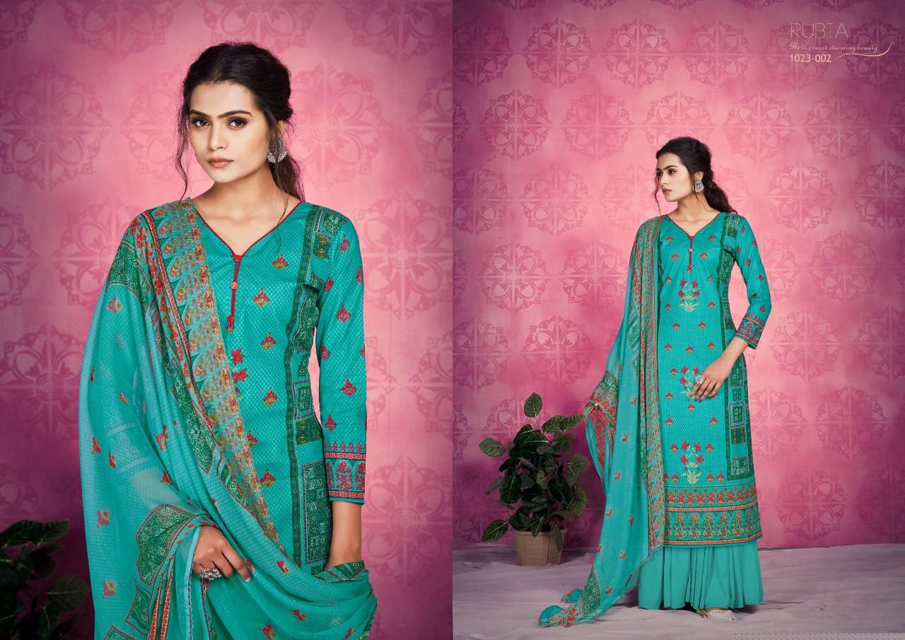 Rubia By Romani 1023-001 To 1023-010 Series Indian Traditional Wear Collection Beautiful Stylish Fancy Colorful Party Wear & Occasional Wear Pure Cambric Cotton Print Dresses At Wholesale Price
