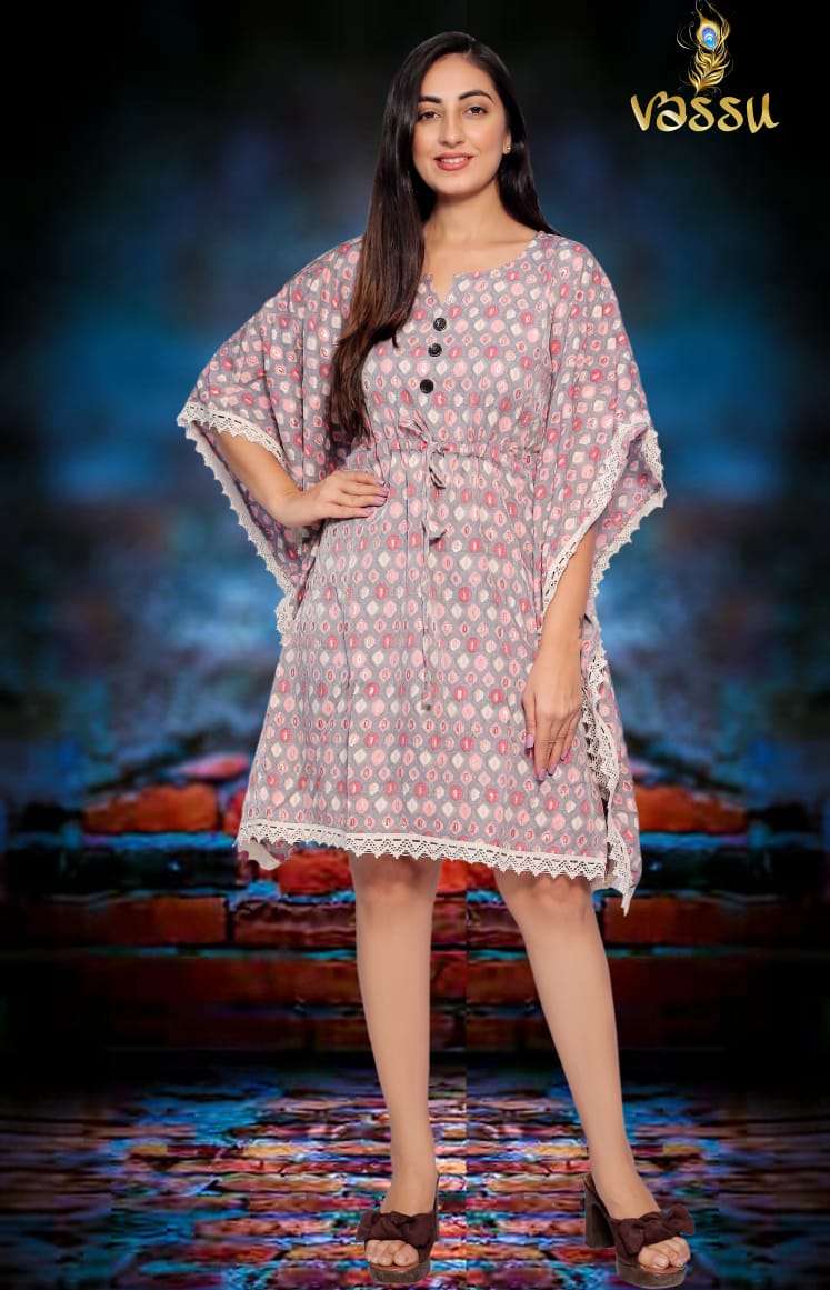 TURKY KAFTAN BY VASSU 01 TO 04 SERIES DESIGNER STYLISH FANCY COLORFUL BEAUTIFUL PARTY WEAR & ETHNIC WEAR COLLECTION HEAVY MUSLIN PRINT KURTIS AT WHOLESALE PRICE
