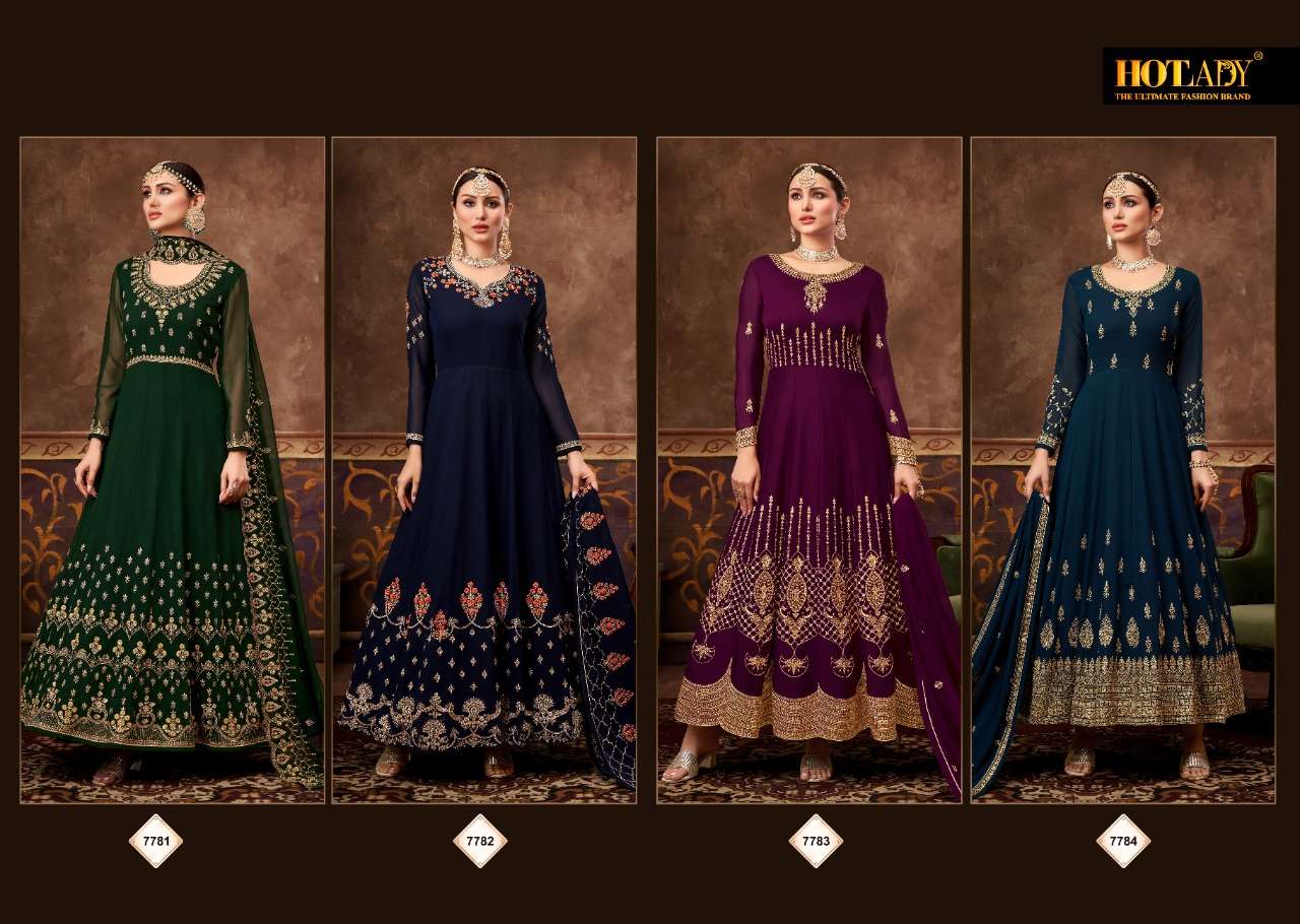 Nasheen Vol-2 By Hot Lady 7781 To 7784 Series Beautiful Anarkali Suits Colorful Stylish Fancy Casual Wear & Ethnic Wear Real Blooming Georgette Dresses At Wholesale Price