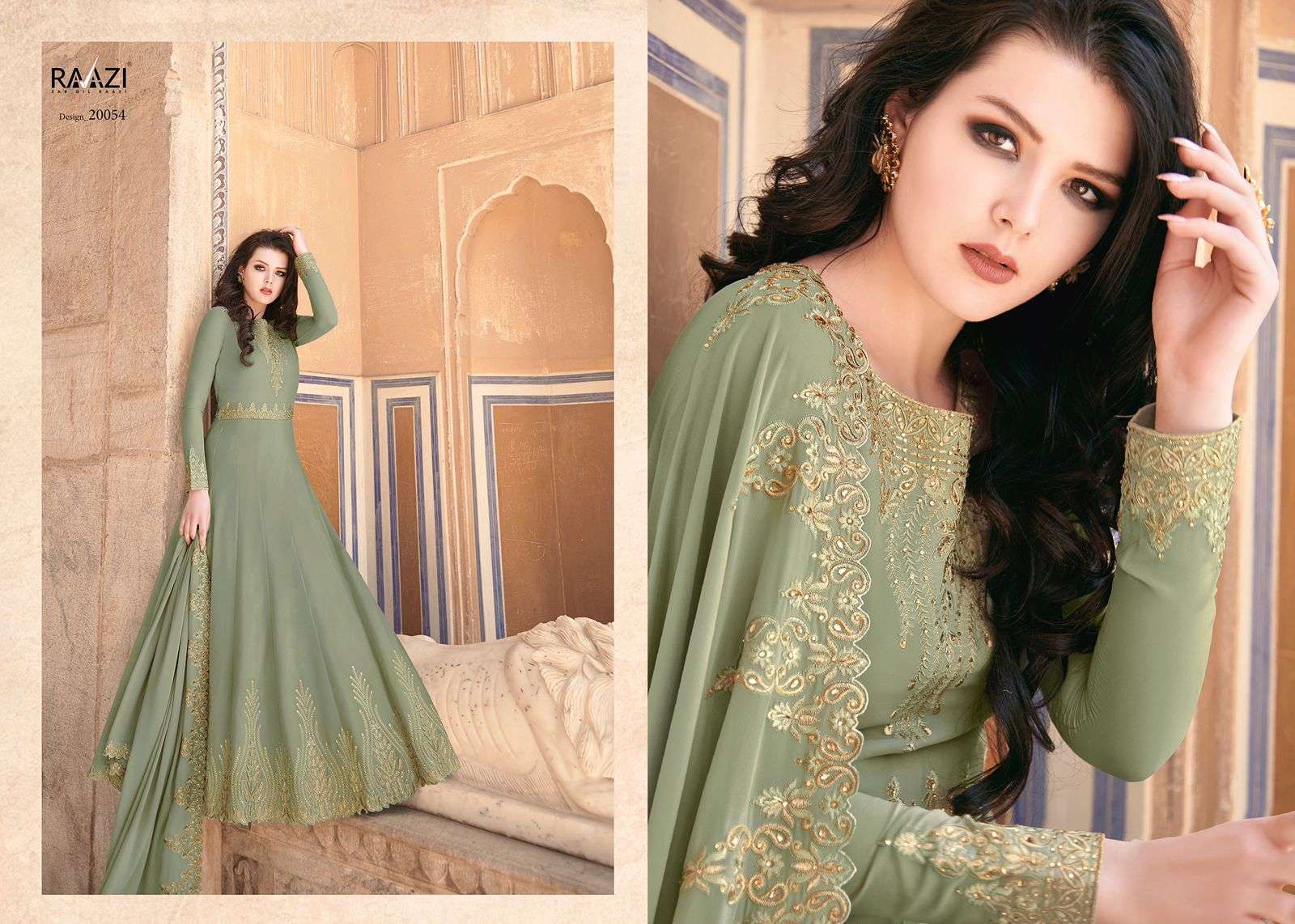ALMAS 20053 SERIES BY RAMA FASHION 20053 TO 20056 SERIES BEAUTIFUL STYLISH FANCY COLORFUL CASUAL WEAR & ETHNIC WEAR & READY TO WEAR SOFT GEORGETTE EMBROIDERED DRESSES AT WHOLESALE PRICE