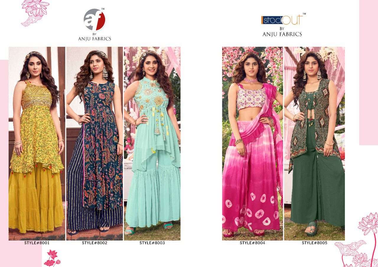 CINDERELLA BY AF 8001 TO 8005 SERIES DESIGNER STYLISH FANCY COLORFUL BEAUTIFUL PARTY WEAR & ETHNIC WEAR COLLECTION PURE GEORGETTE TOPS WITH BOTTOM AT WHOLESALE PRICE