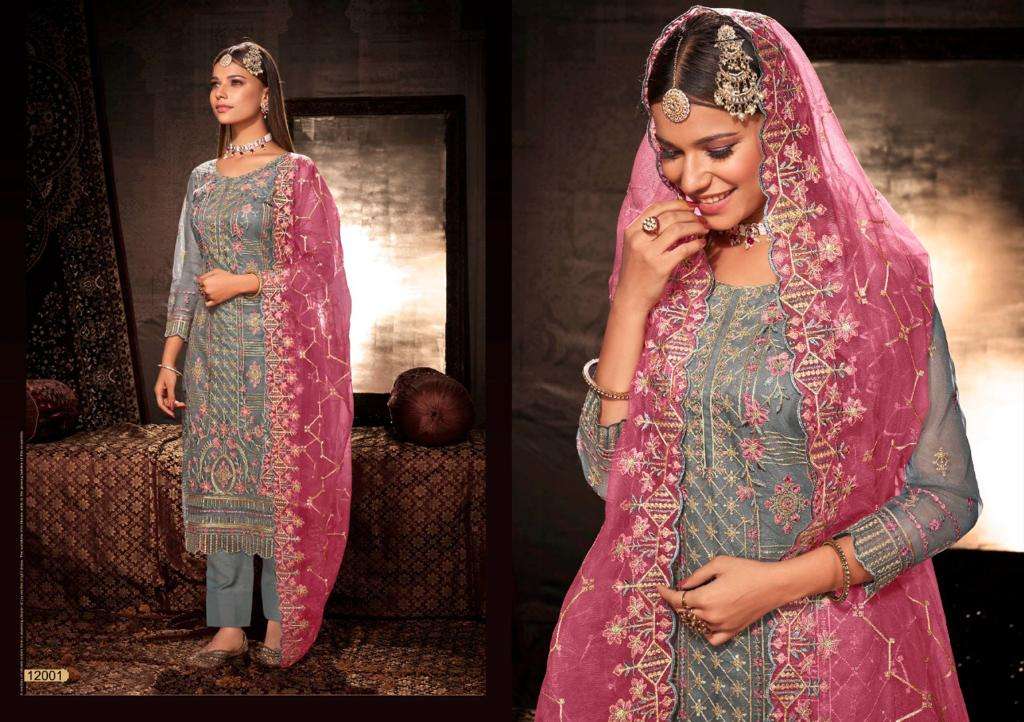 FIRDOUS BY MERAKI 12001 TO 12006 SERIES BEAUTIFUL PAKISTANI SUITS COLORFUL STYLISH FANCY CASUAL WEAR & ETHNIC WEAR PURE BUTTERFLY NET DRESSES AT WHOLESALE PRICE
