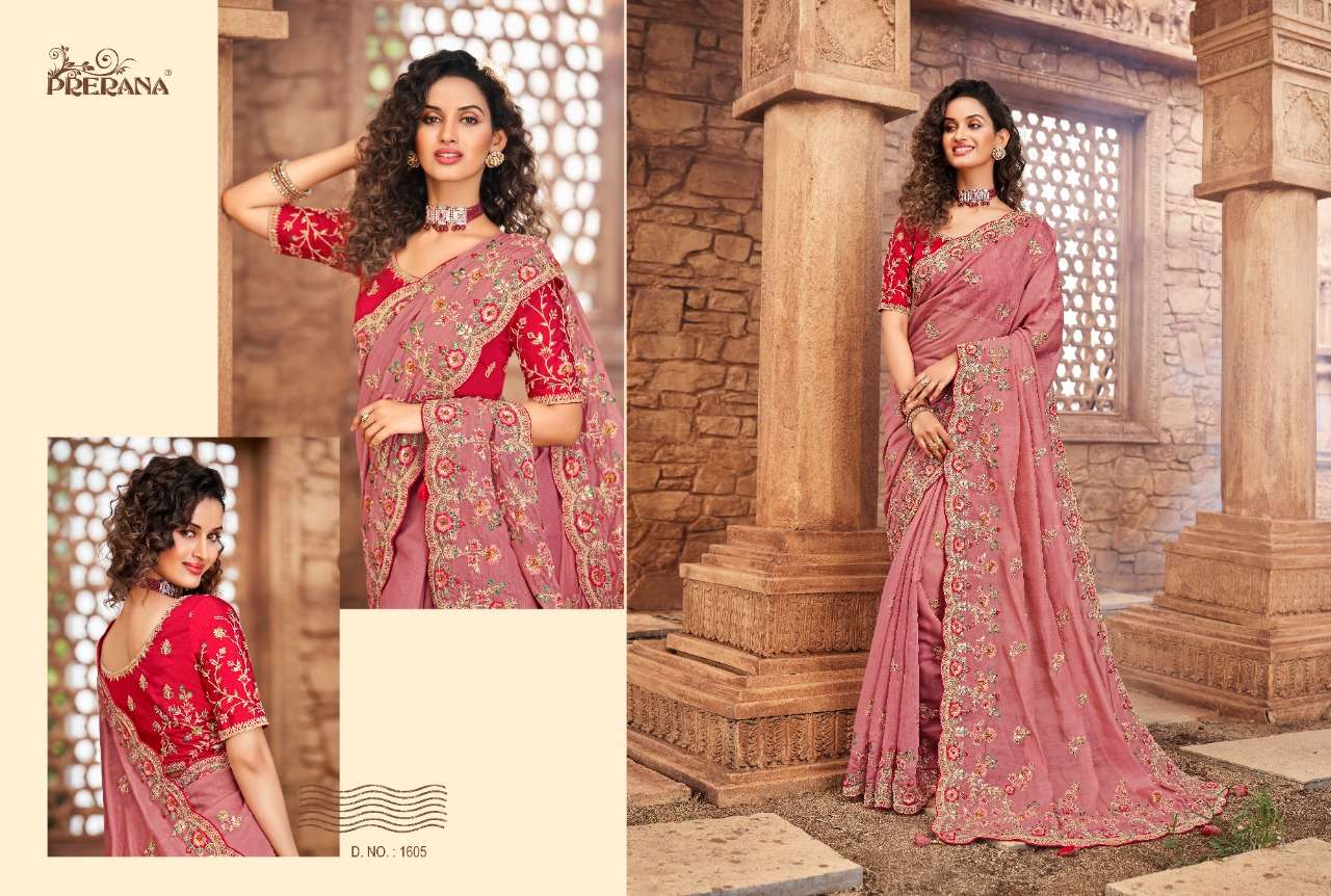 PRERANA 1601 SERIES BY PRERANA 1601 TO 1609 SERIES INDIAN TRADITIONAL WEAR COLLECTION BEAUTIFUL STYLISH FANCY COLORFUL PARTY WEAR & OCCASIONAL WEAR ORGANZA SAREES AT WHOLESALE PRICE