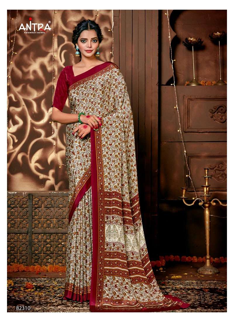 MYSORE SILK VOL-2 BY ANTRA 82301 TO 82310 SERIES INDIAN TRADITIONAL WEAR COLLECTION BEAUTIFUL STYLISH FANCY COLORFUL PARTY WEAR & OCCASIONAL WEAR KASTURI CREPE SAREES AT WHOLESALE PRICE