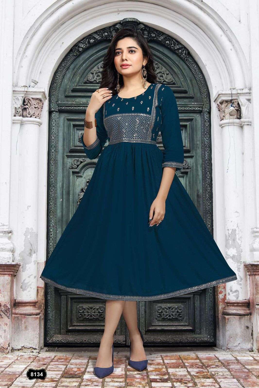 PRISHA VOL-2 BY BEAUTY QUEEN 8134-A TO 8134-F SERIES DESIGNER STYLISH FANCY COLORFUL BEAUTIFUL PARTY WEAR & ETHNIC WEAR COLLECTION HEAVY RAYON WITH WORK KURTIS AT WHOLESALE PRICE