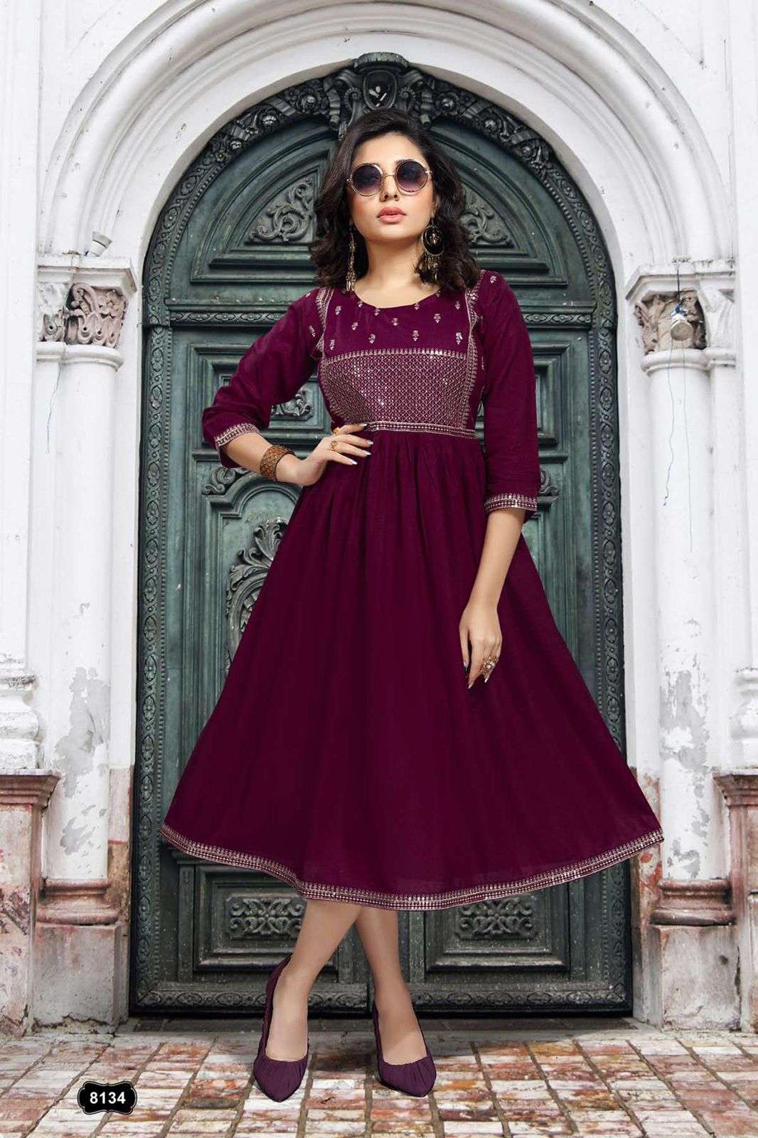 PRISHA VOL-2 BY BEAUTY QUEEN 8134-A TO 8134-F SERIES DESIGNER STYLISH FANCY COLORFUL BEAUTIFUL PARTY WEAR & ETHNIC WEAR COLLECTION HEAVY RAYON WITH WORK KURTIS AT WHOLESALE PRICE