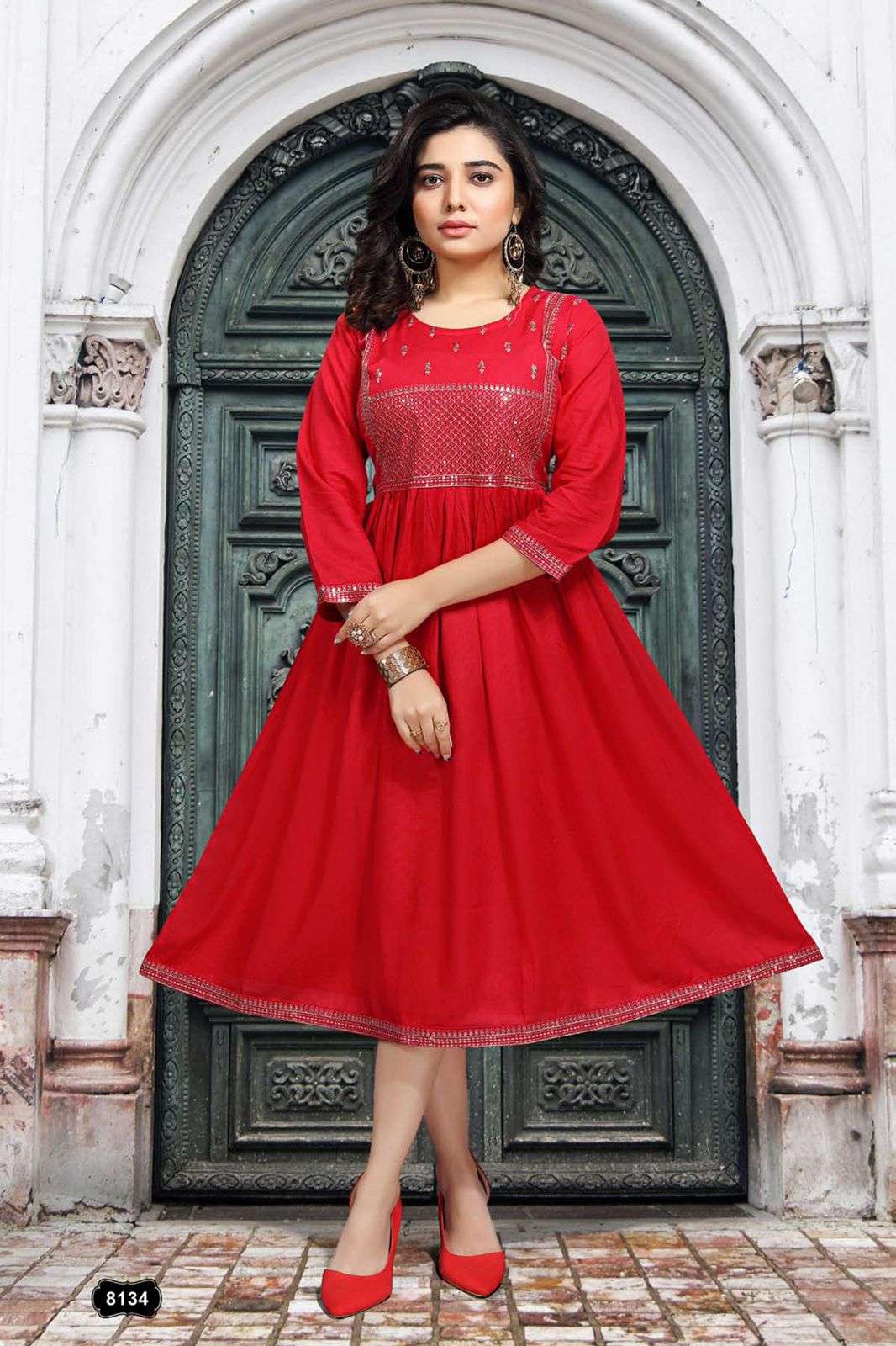 PRISHA VOL-2 BY BEAUTY QUEEN 8134-A TO 8134-F SERIES DESIGNER STYLISH FANCY COLORFUL BEAUTIFUL PARTY WEAR & ETHNIC WEAR COLLECTION HEAVY RAYON WITH WORK KURTIS AT WHOLESALE PRICE