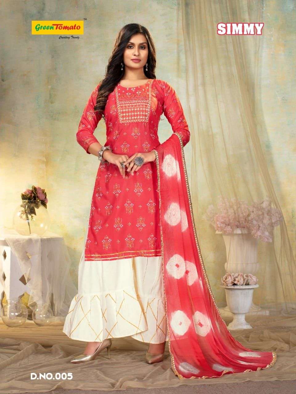 SIMMY BY GREEN TOMATO 001 TO 006 SERIES BEAUTIFUL SUITS COLORFUL STYLISH FANCY CASUAL WEAR & ETHNIC WEAR COTTON PRINT DRESSES AT WHOLESALE PRICE