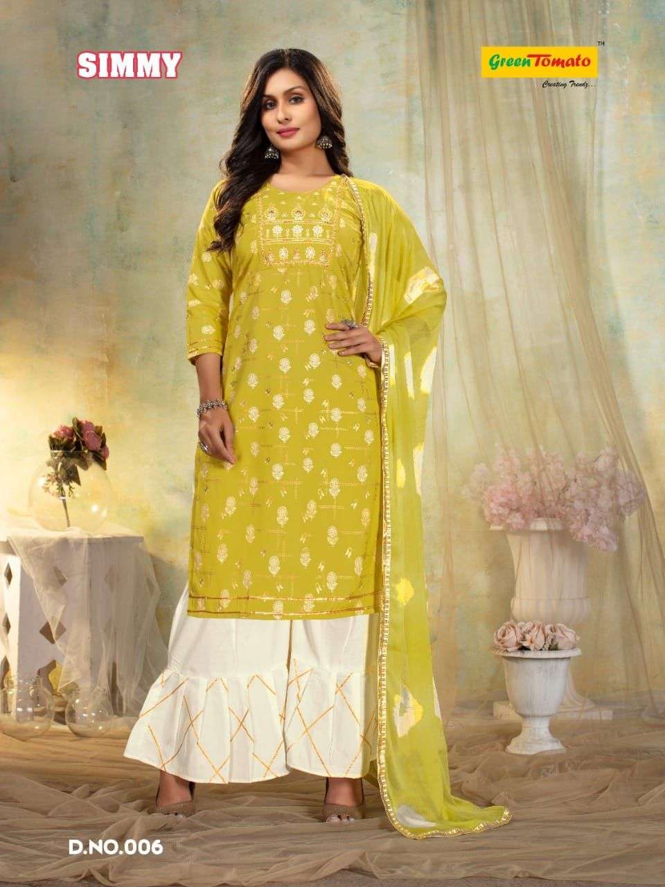 SIMMY BY GREEN TOMATO 001 TO 006 SERIES BEAUTIFUL SUITS COLORFUL STYLISH FANCY CASUAL WEAR & ETHNIC WEAR COTTON PRINT DRESSES AT WHOLESALE PRICE