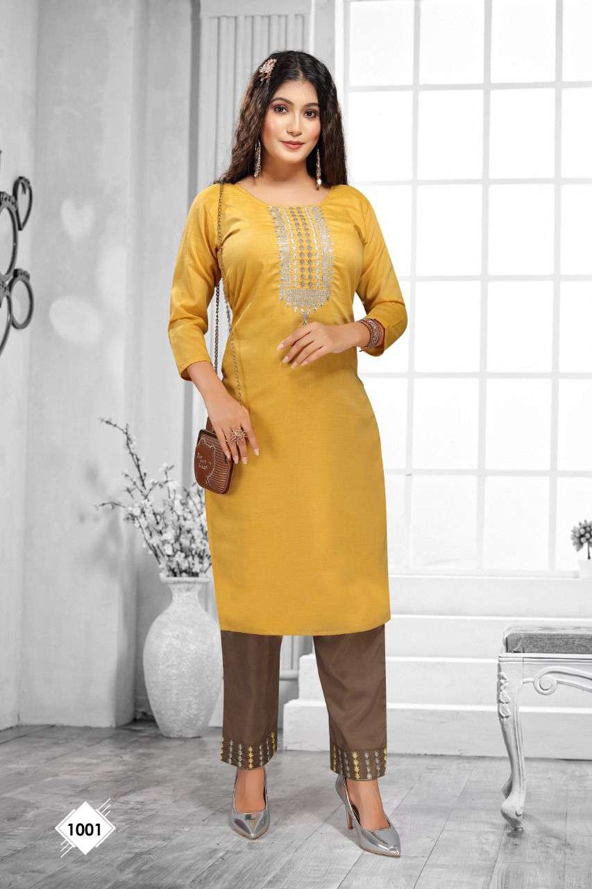 BLACK BERRY BY BEAUTY QUEEN 1001 TO 1008 SERIES DESIGNER STYLISH FANCY COLORFUL BEAUTIFUL PARTY WEAR & ETHNIC WEAR COLLECTION CHINNON SILK KURTIS WITH BOTTOM AT WHOLESALE PRICE