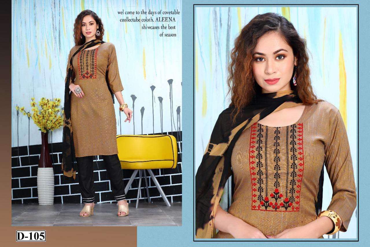 LUREX BY BEAUTY QUEEN 101 TO 107 SERIES BEAUTIFUL SUITS COLORFUL STYLISH FANCY CASUAL WEAR & ETHNIC WEAR HEAVY RAYON DRESSES AT WHOLESALE PRICE