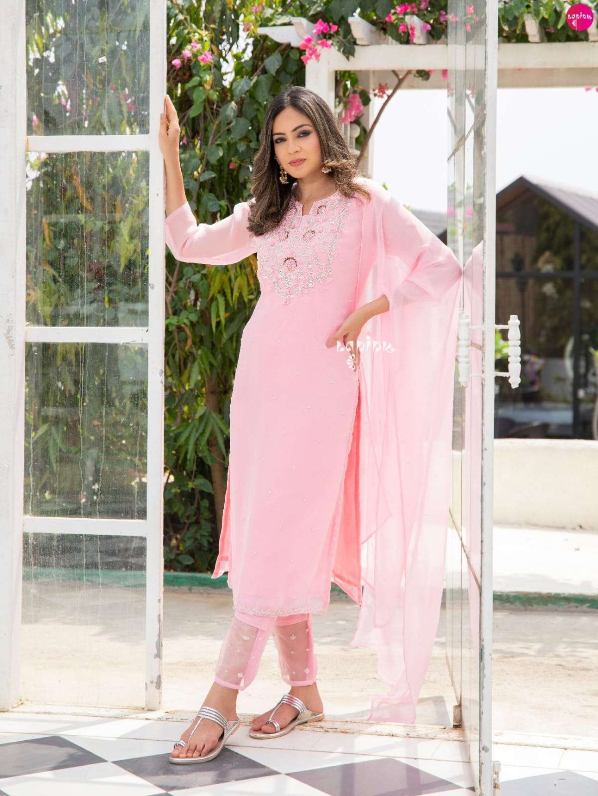 AAINA VOL-1 BY LAPINK 101 TO 104 SERIES BEAUTIFUL SUITS COLORFUL STYLISH FANCY CASUAL WEAR & ETHNIC WEAR CHINNON/GEORGETTE DRESSES AT WHOLESALE PRICE