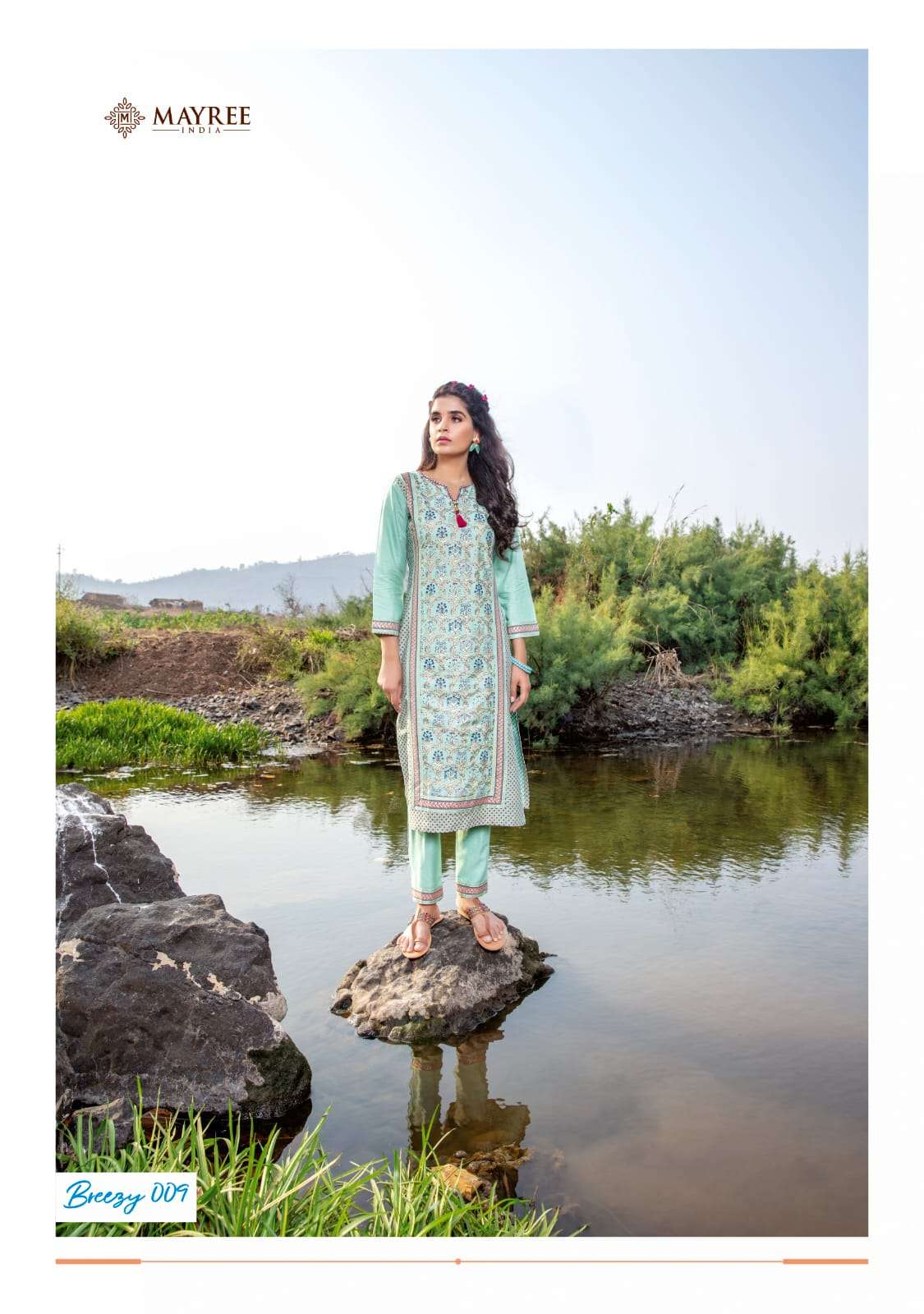 BREEZY BY MAYREE 001 TO 010 SERIES DESIGNER STYLISH FANCY COLORFUL BEAUTIFUL PARTY WEAR & ETHNIC WEAR COLLECTION RAYON PRINT WITH WORK KURTIS WITH BOTTOM AT WHOLESALE PRICE