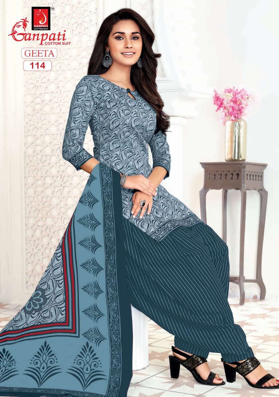 Geeta Vol-1 By Ganpati Cotton Suit 108 To 122 Series Beautiful Suits Colorful Stylish Fancy Casual Wear & Ethnic Wear Pure Cotton Print Dresses At Wholesale Price