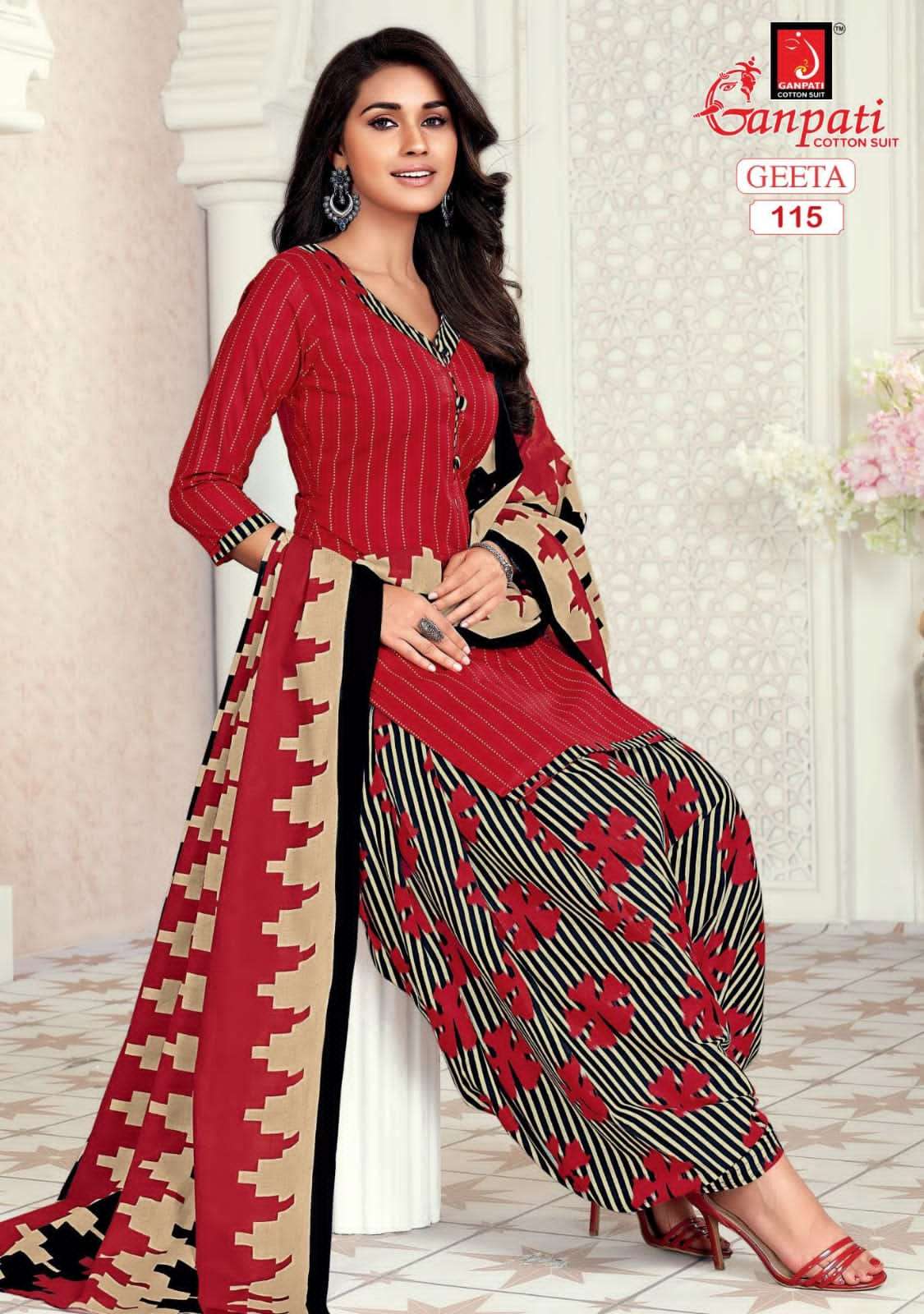 Geeta Vol-1 By Ganpati Cotton Suit 108 To 122 Series Beautiful Suits Colorful Stylish Fancy Casual Wear & Ethnic Wear Pure Cotton Print Dresses At Wholesale Price