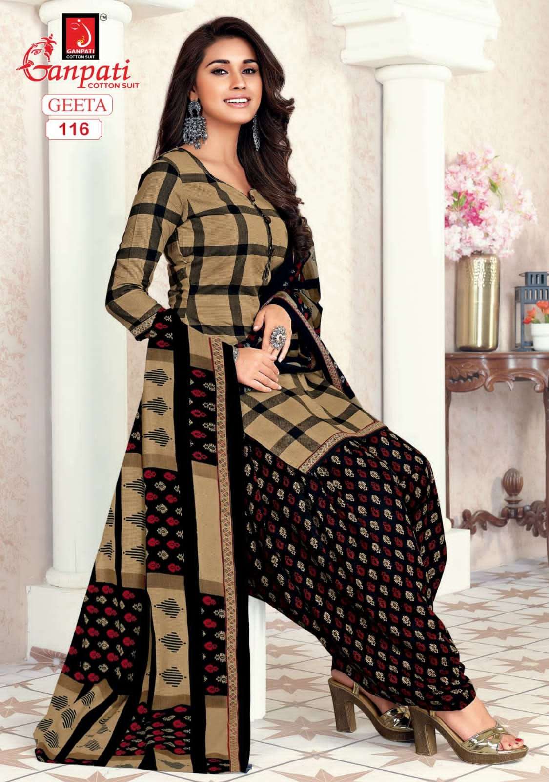 Geeta Vol-1 By Ganpati Cotton Suit 108 To 122 Series Beautiful Suits Colorful Stylish Fancy Casual Wear & Ethnic Wear Pure Cotton Print Dresses At Wholesale Price