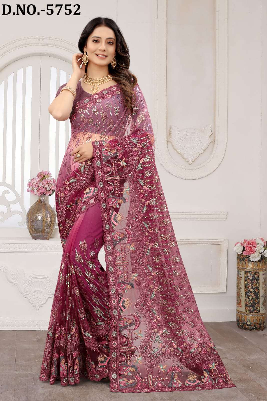 PAVITRA RISHTA BY NARI FASHION 5751 TO 5762 SERIES INDIAN TRADITIONAL WEAR COLLECTION BEAUTIFUL STYLISH FANCY COLORFUL PARTY WEAR & OCCASIONAL WEAR HEAVY NET EMBROIDERED SAREES AT WHOLESALE PRICE